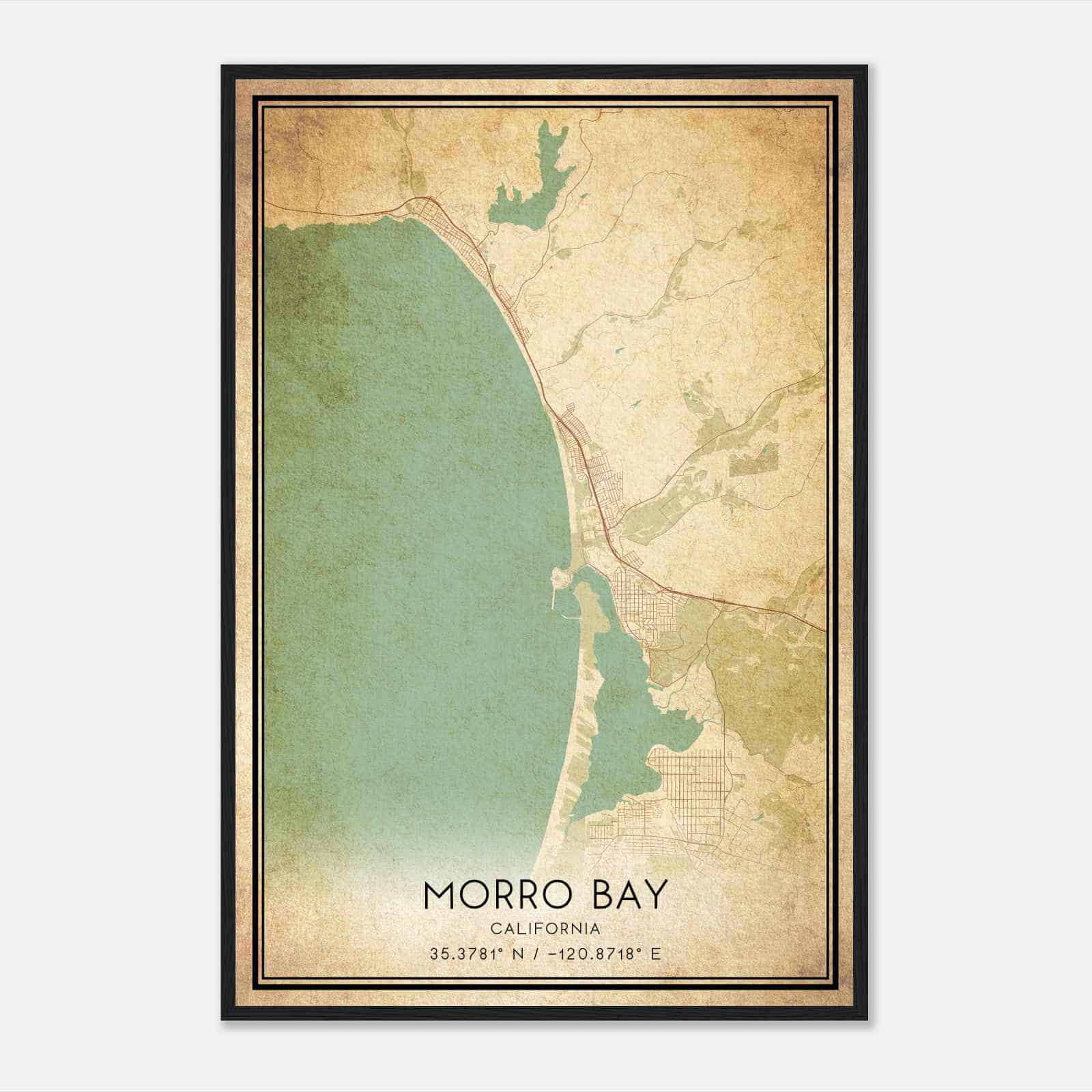 Vintage Morro Bay California Map Poster, Modern Home Decor Wall Art Print