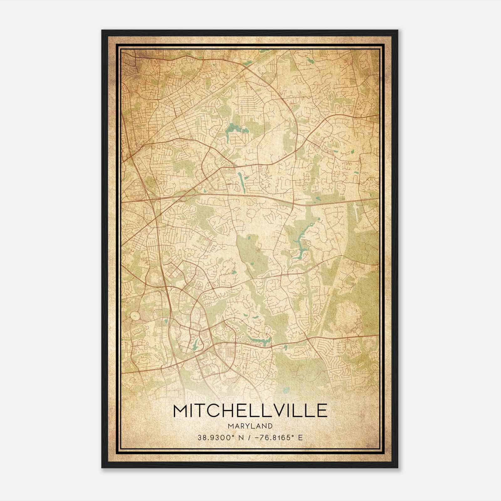 Vintage Mitchellville Maryland Map Poster, Modern Home Decor Wall Art Print Vintage Mitchellville Maryland Map Poster, Modern Home Decor Wall Art Print