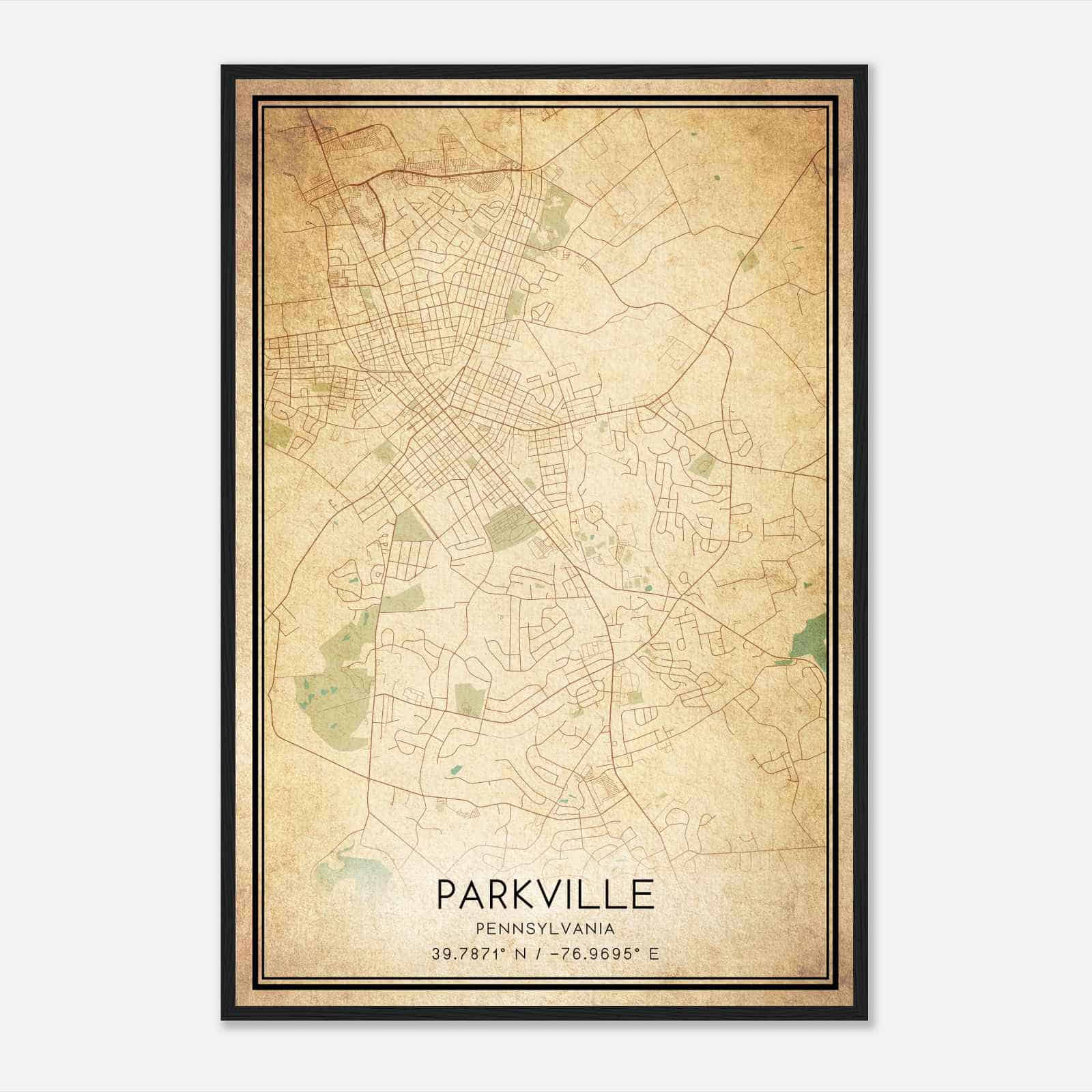 Vintage Parkville Pennsylvania Map Poster, Modern Home Decor Wall Art Print