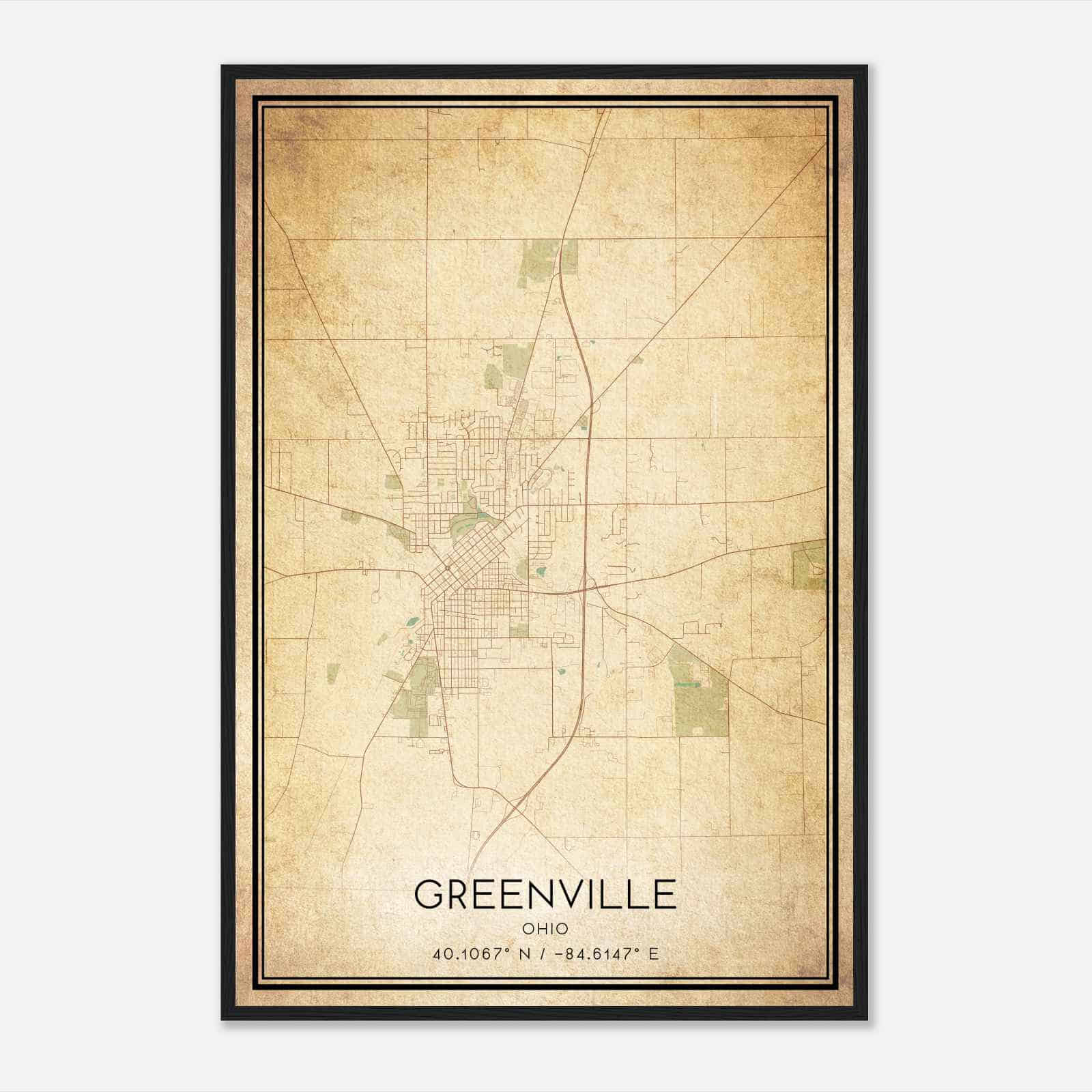 Vintage Greenville Ohio Map Poster, Modern Home Decor Wall Art Print Vintage Greenville Ohio Map Poster, Modern Home Decor Wall Art Print