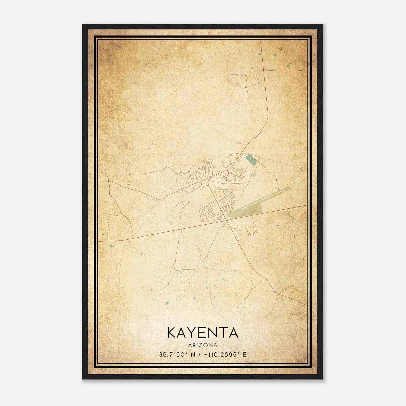 Vintage Kayenta Arizona Map Poster, Modern Home Decor Wall Art Print