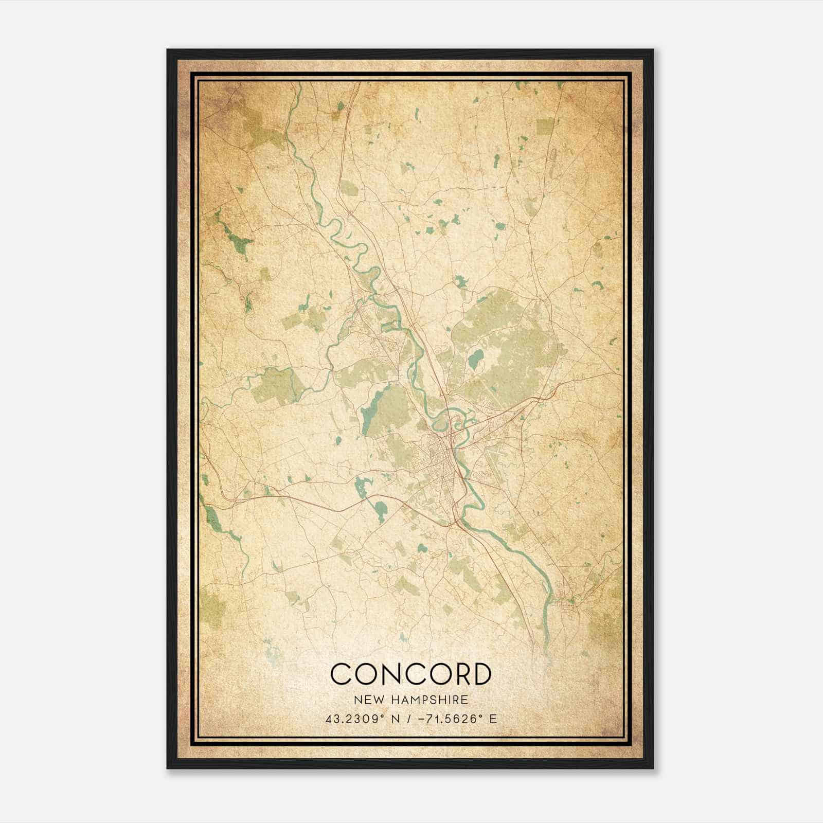 Vintage Concord New Hampshire Map Poster, Modern Home Decor Wall Art Print Vintage Concord New Hampshire Map Poster, Modern Home Decor Wall Art Print