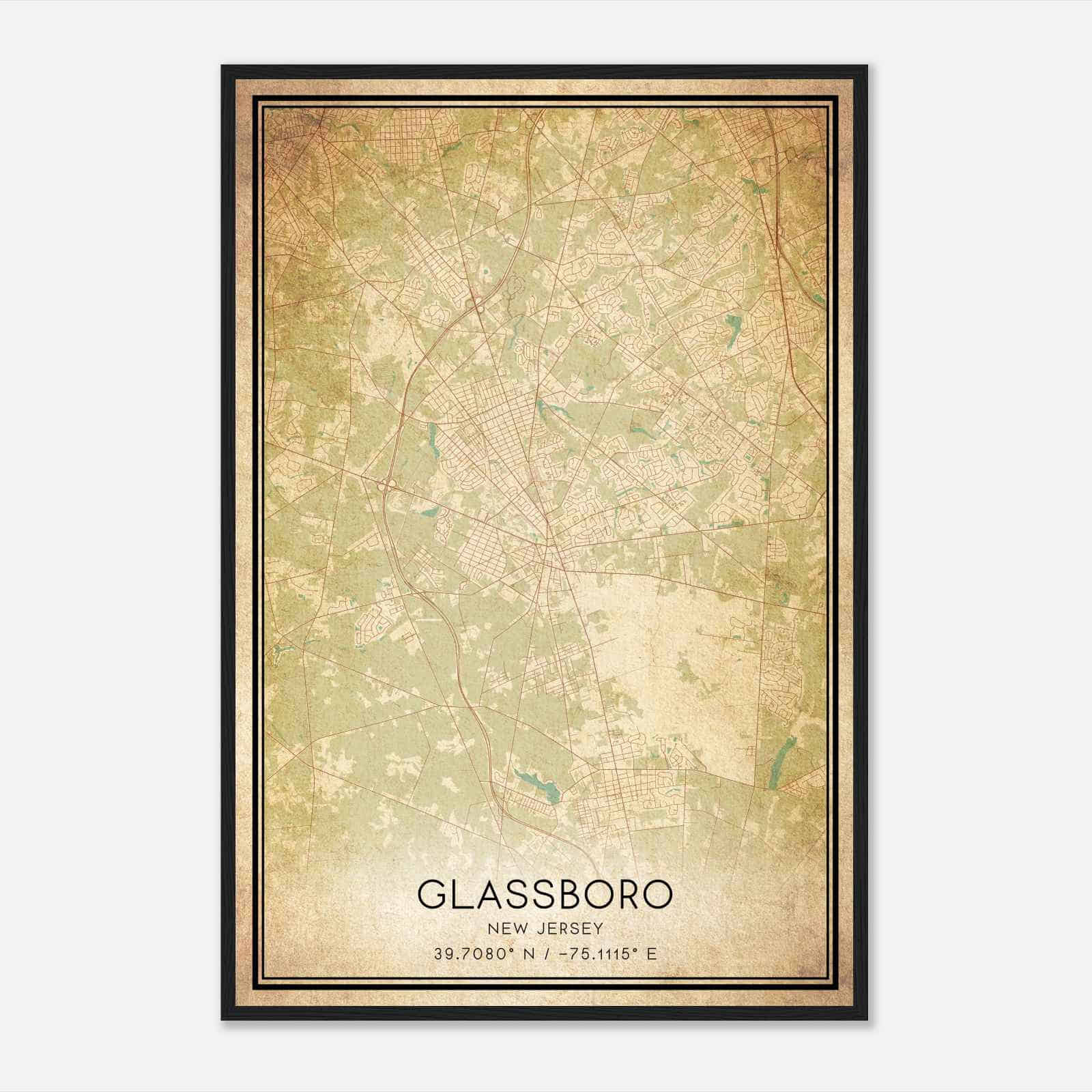 Vintage Glassboro New Jersey Map Poster, Modern Home Decor Wall Art Print Vintage Glassboro New Jersey Map Poster, Modern Home Decor Wall Art Print