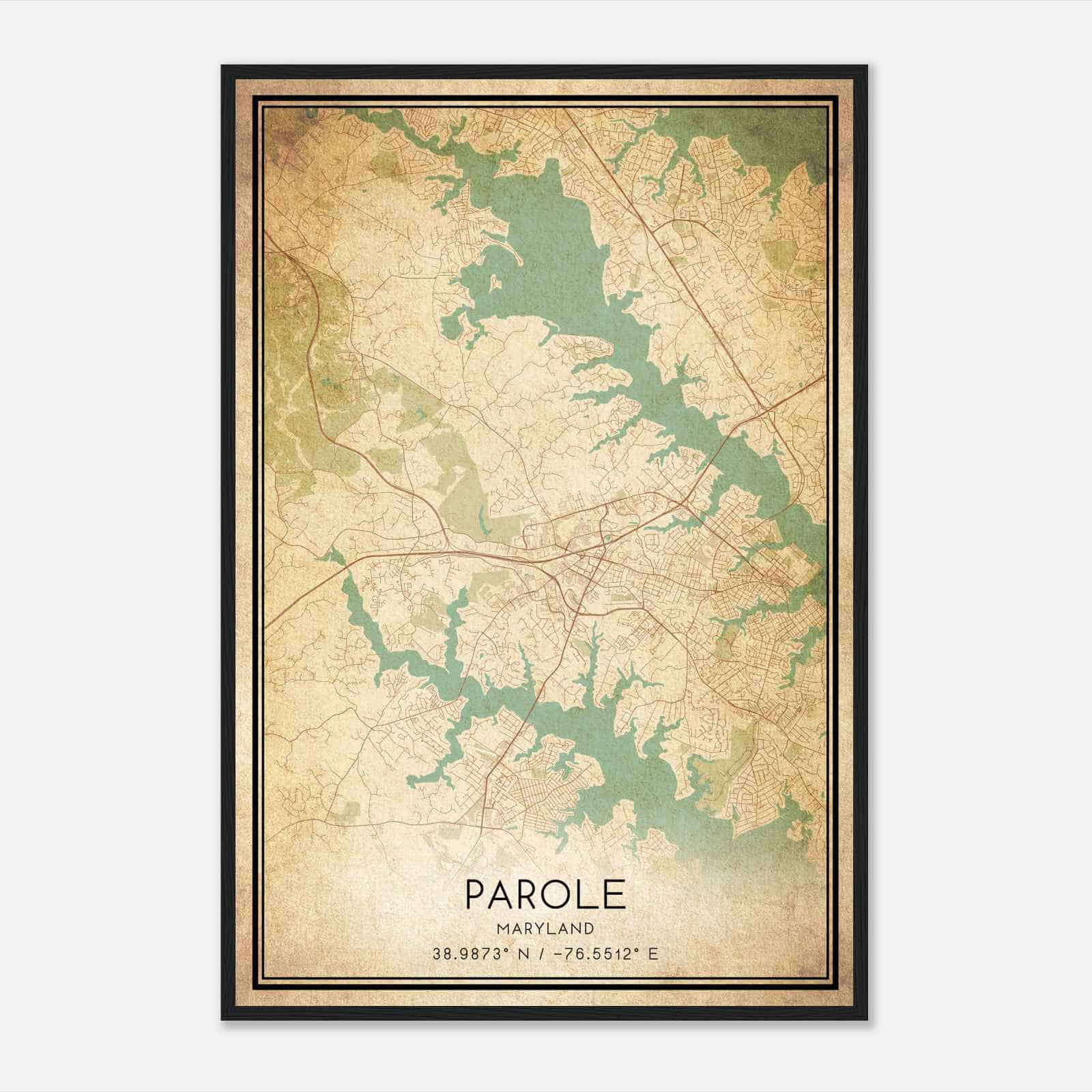 Vintage Parole Maryland Map Poster, Modern Home Decor Wall Art Print