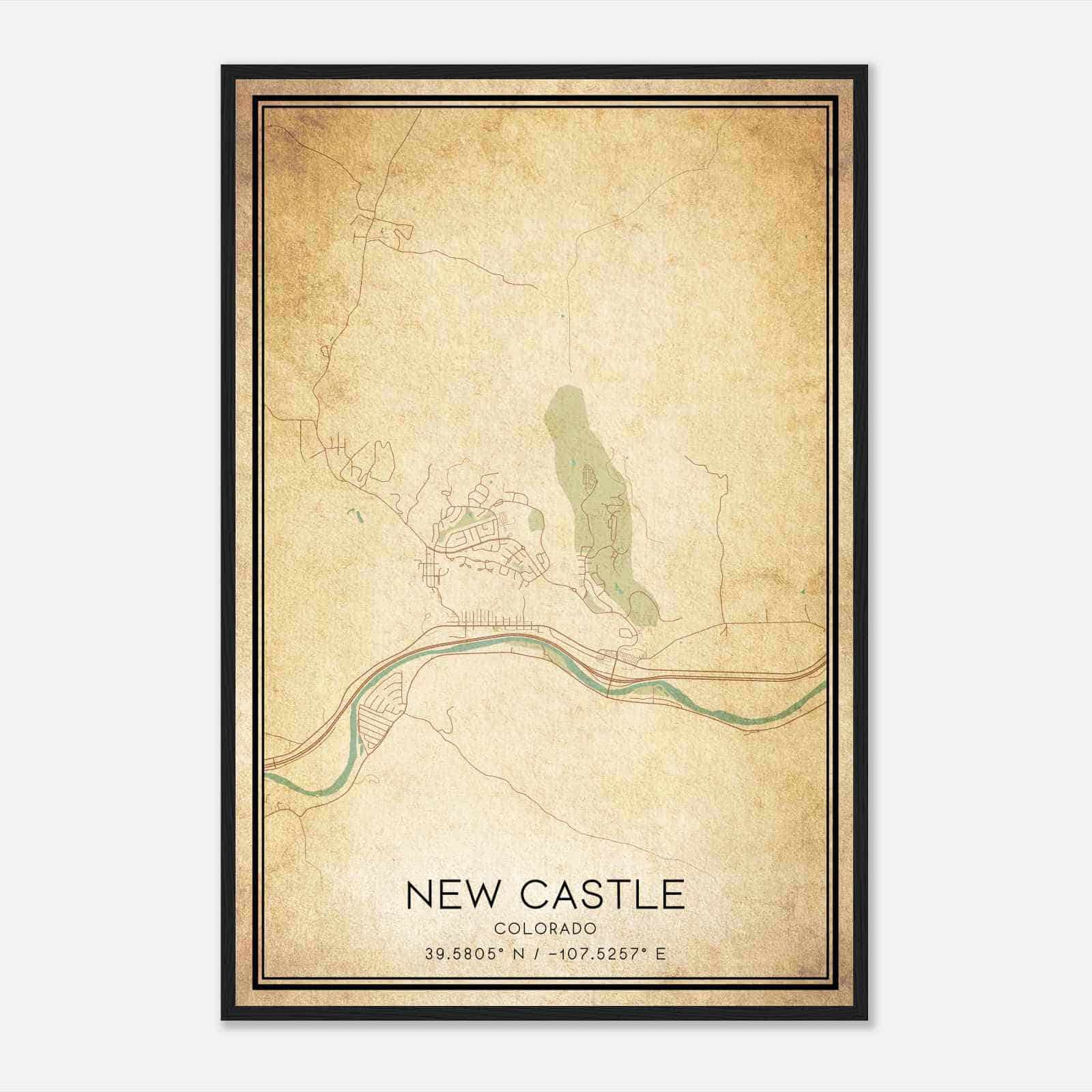 Vintage New Castle Colorado Map Poster, Modern Home Decor Wall Art Print