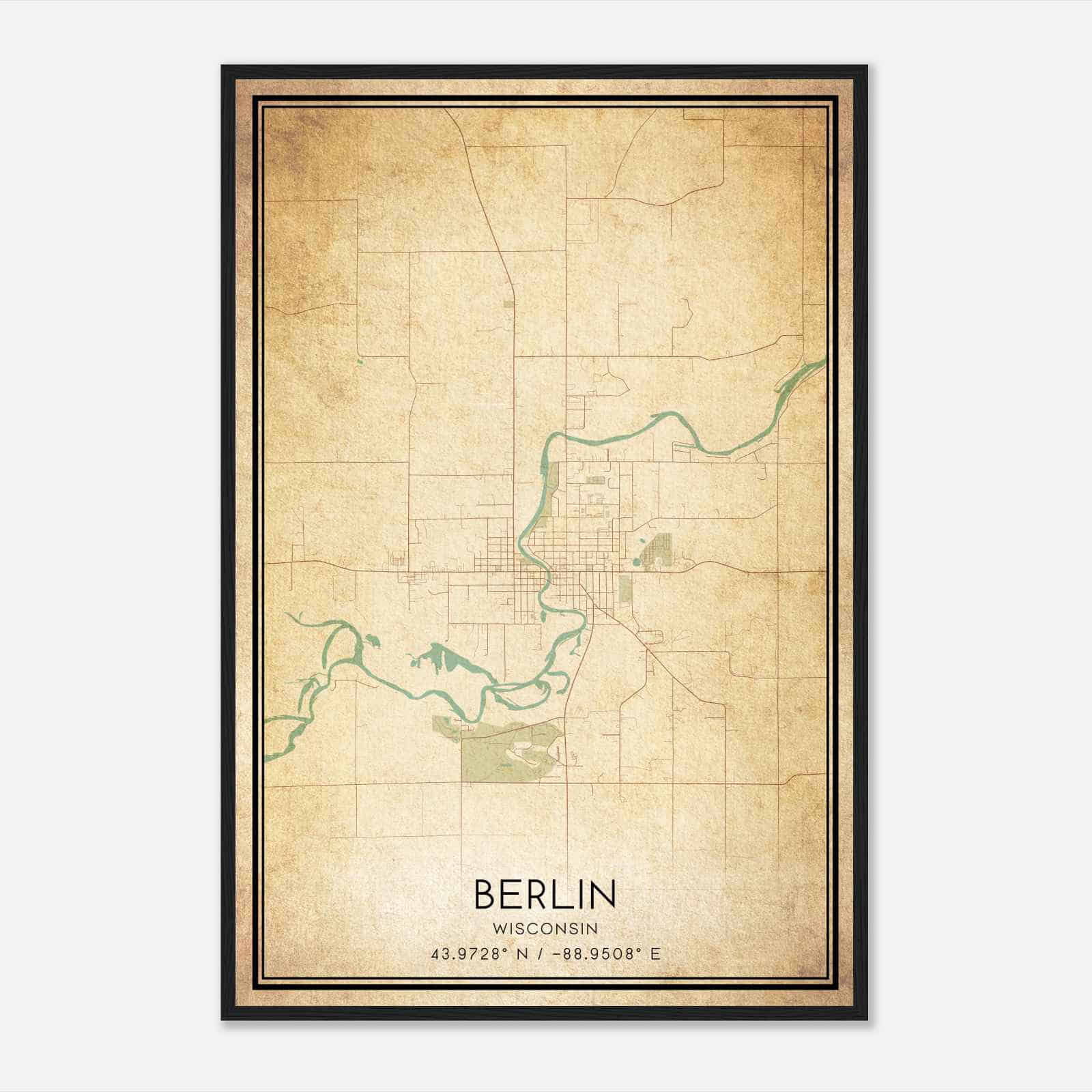 Vintage Berlin Wisconsin Map Poster, Modern Home Decor Wall Art Print Vintage Berlin Wisconsin Map Poster, Modern Home Decor Wall Art Print