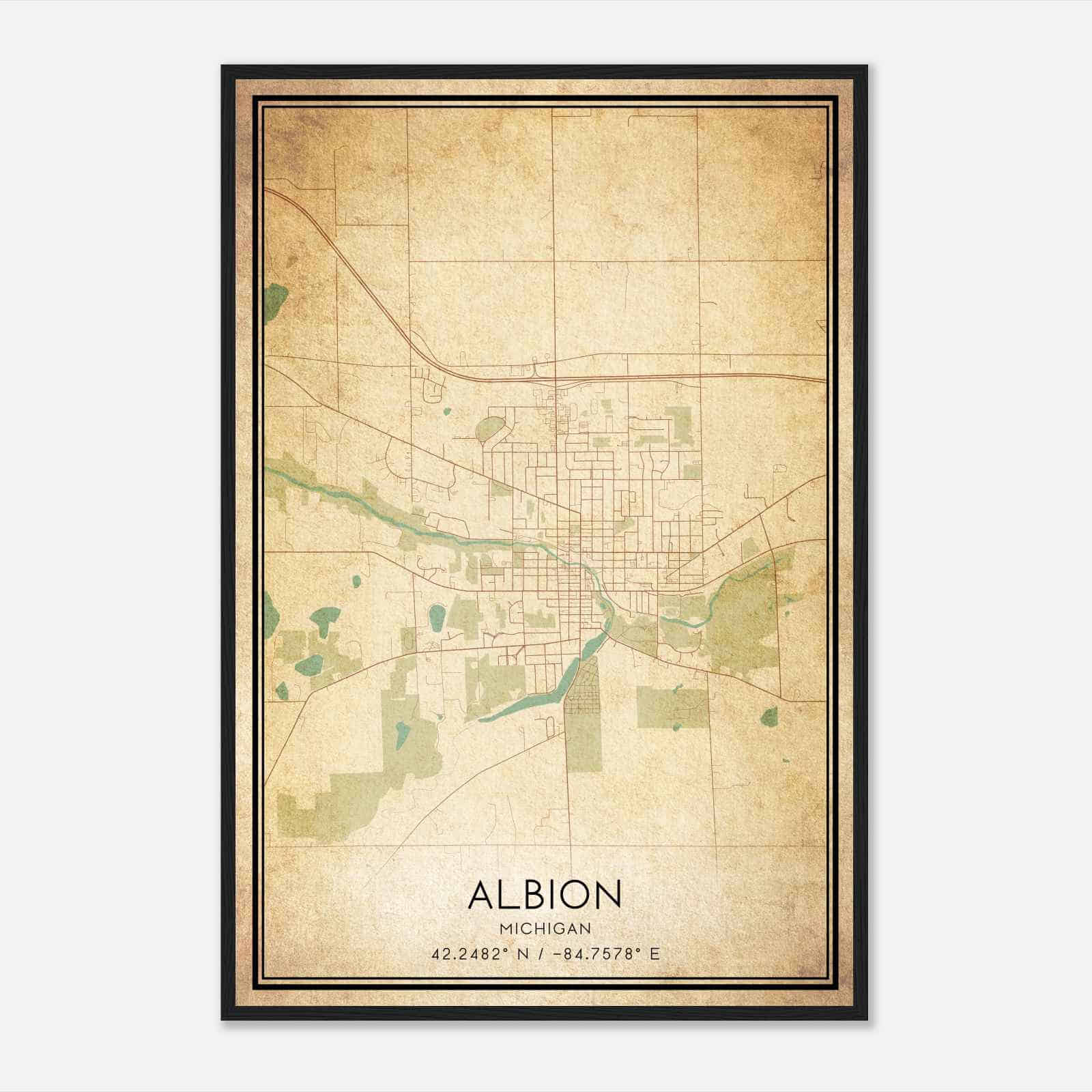 Vintage Albion Michigan Map Poster, Modern Home Decor Wall Art Print Vintage Albion Michigan Map Poster, Modern Home Decor Wall Art Print