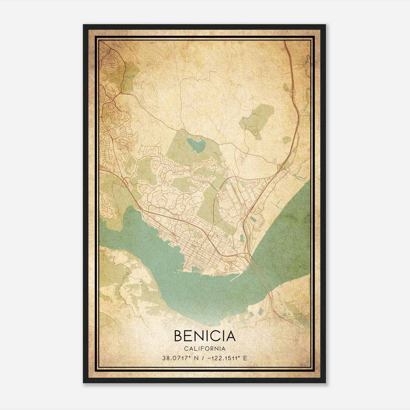 Vintage Benicia California Map Poster, Modern Home Decor Wall Art Print Vintage Benicia California Map Poster, Modern Home Decor Wall Art Print