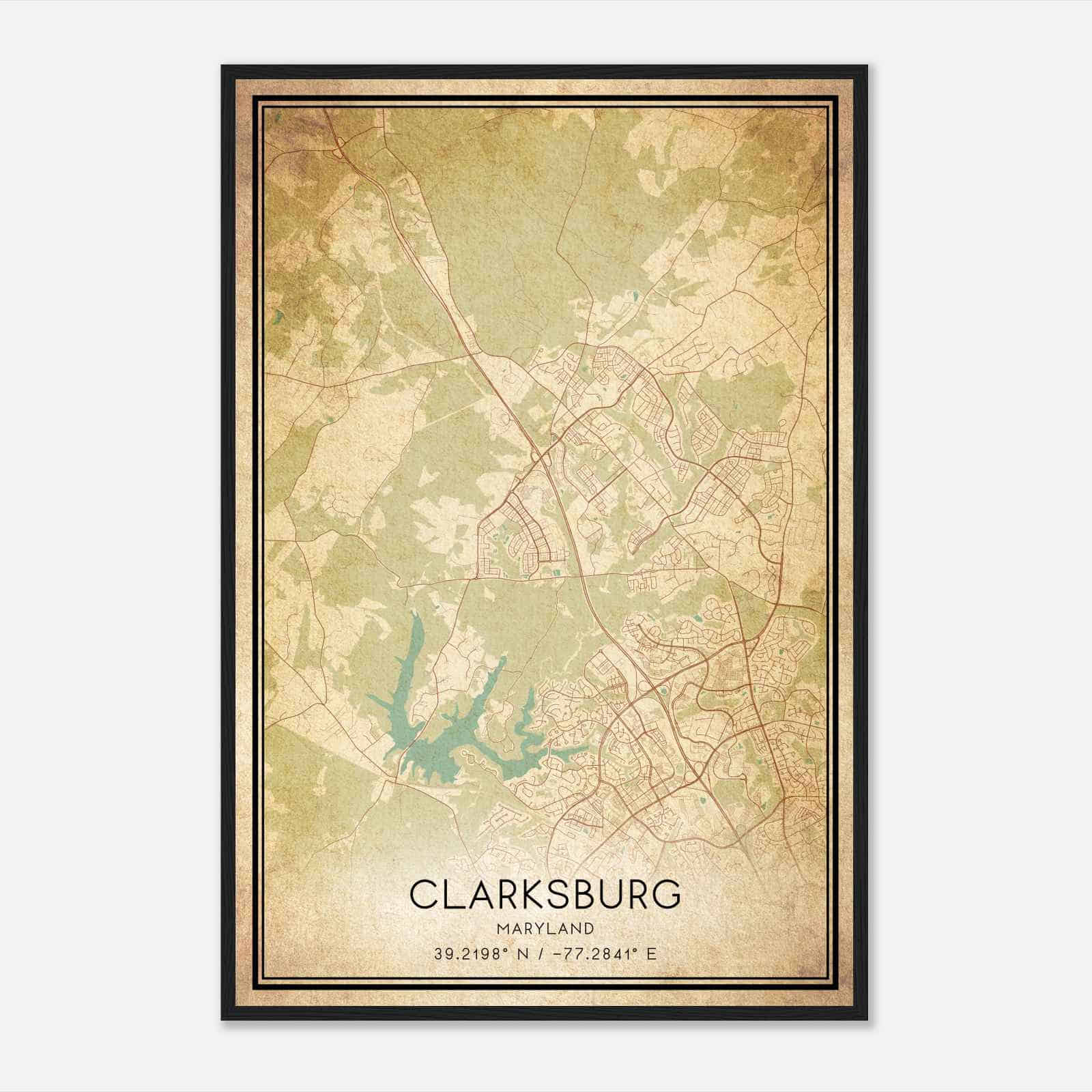 Vintage Clarksburg Maryland Map Poster, Modern Home Decor Wall Art Print Vintage Clarksburg Maryland Map Poster, Modern Home Decor Wall Art Print