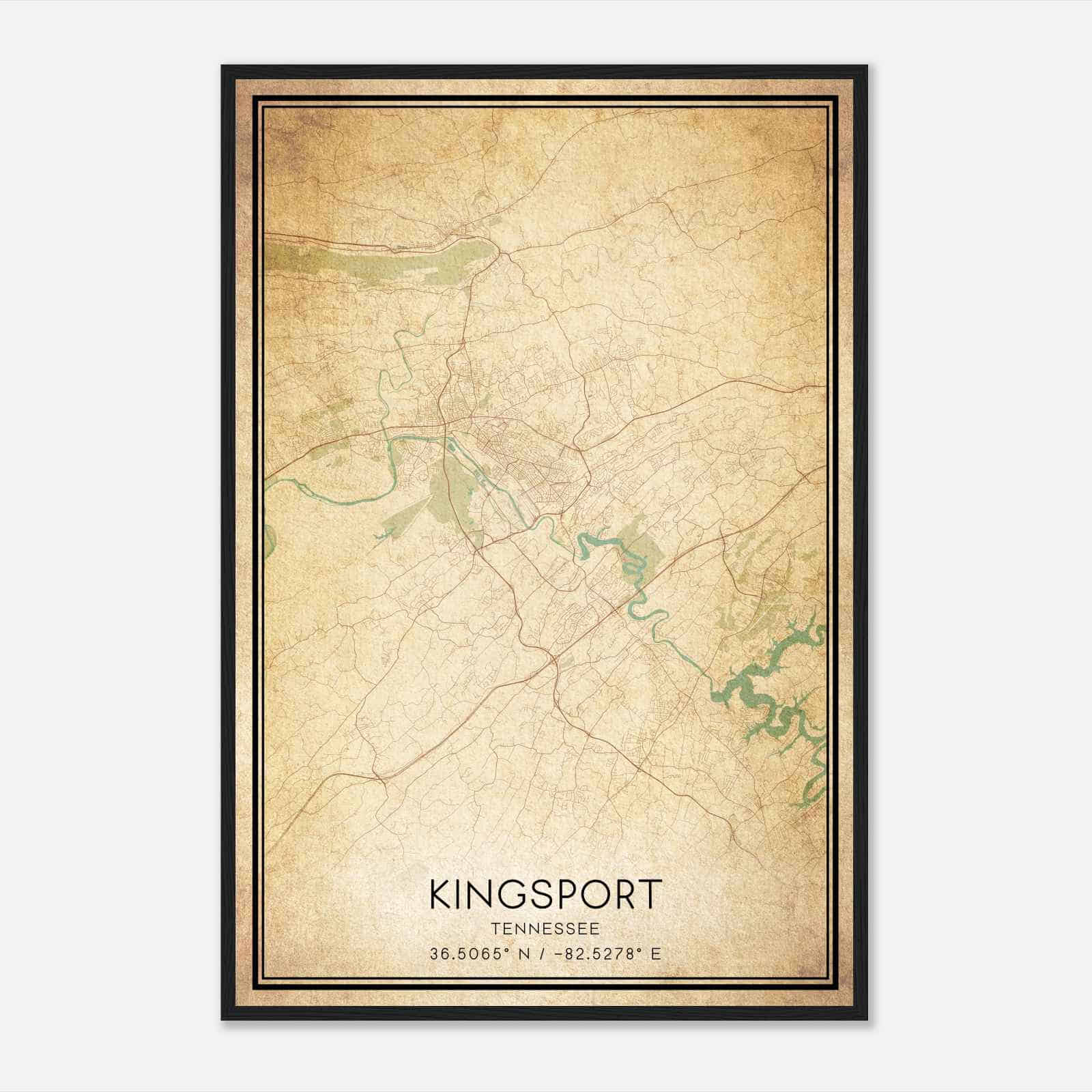 Vintage Kingsport Tennessee Map Poster, Modern Home Decor Wall Art Print Vintage Kingsport Tennessee Map Poster, Modern Home Decor Wall Art Print