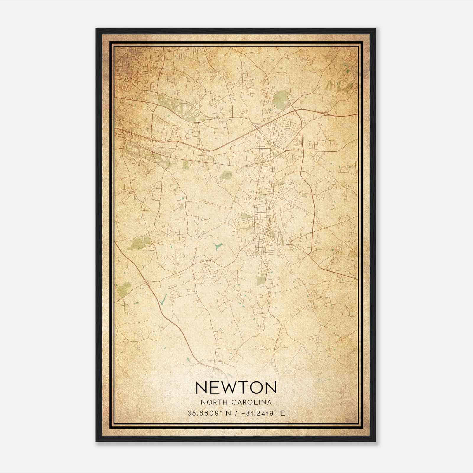 Vintage Newton North Carolina Map Poster, Modern Home Decor Wall Art Print