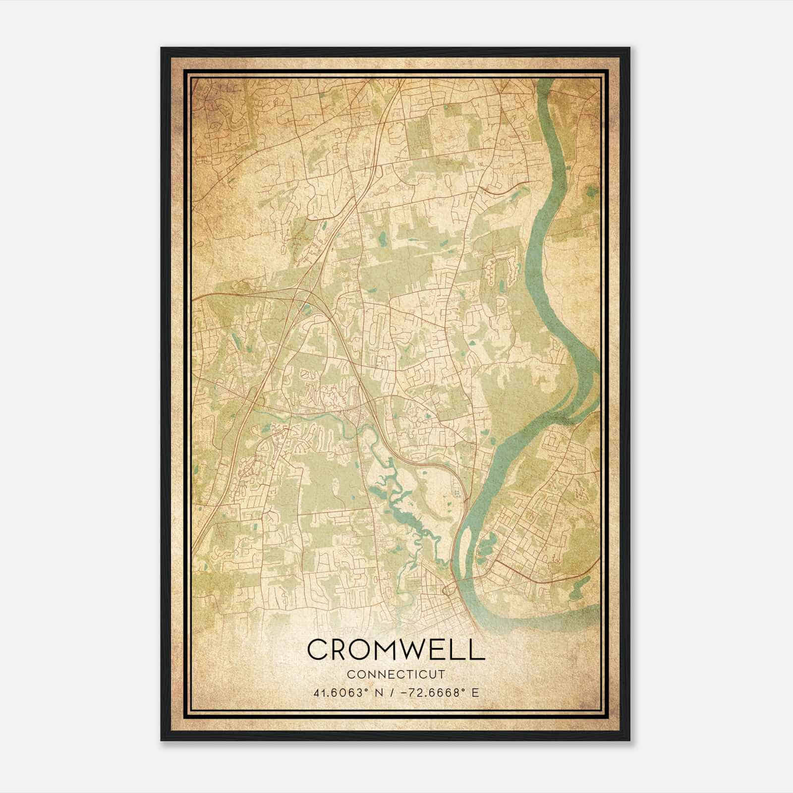 Vintage Cromwell Connecticut Map Poster, Modern Home Decor Wall Art Print Vintage Cromwell Connecticut Map Poster, Modern Home Decor Wall Art Print