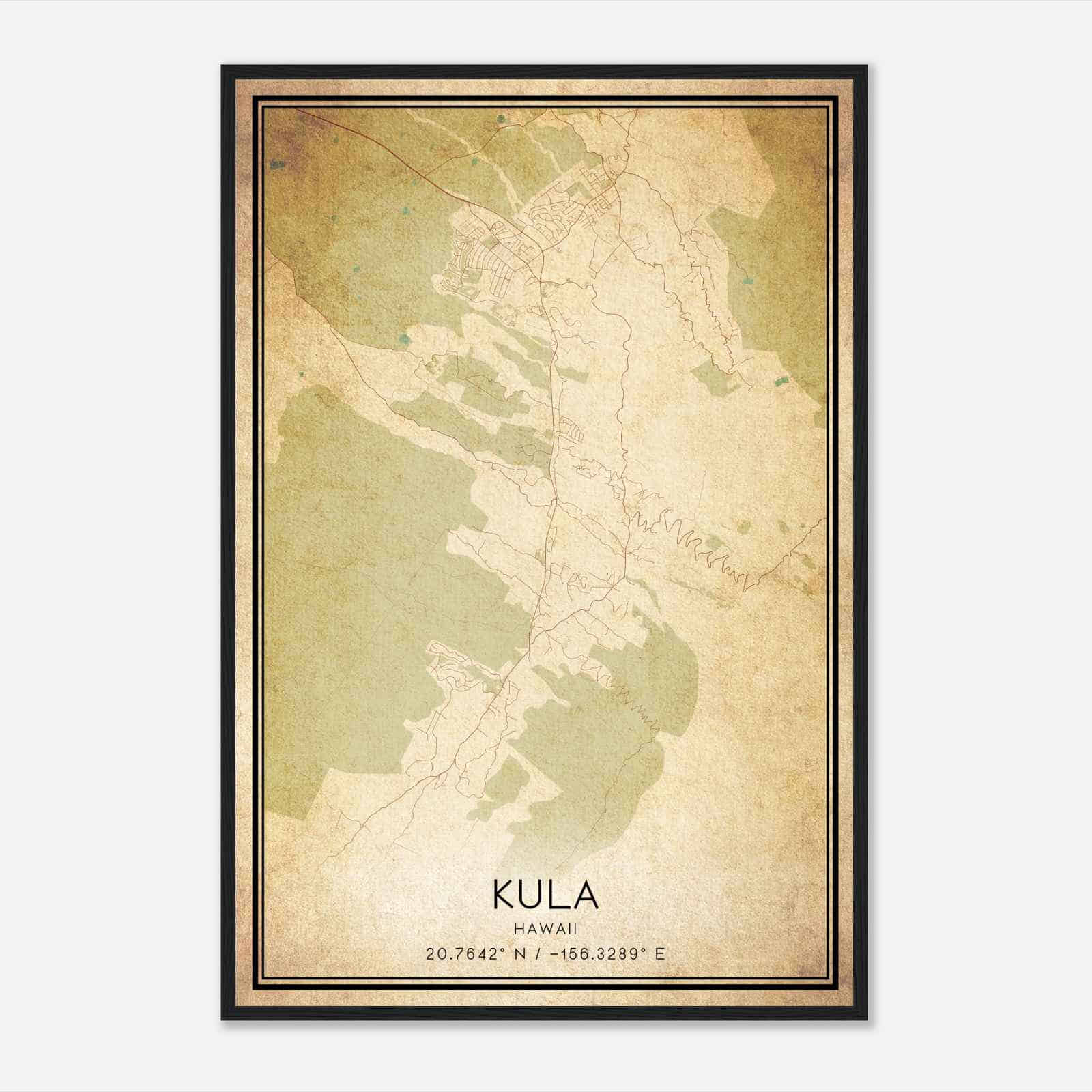 Vintage Kula Hawaii Map Poster, Modern Home Decor Wall Art Print