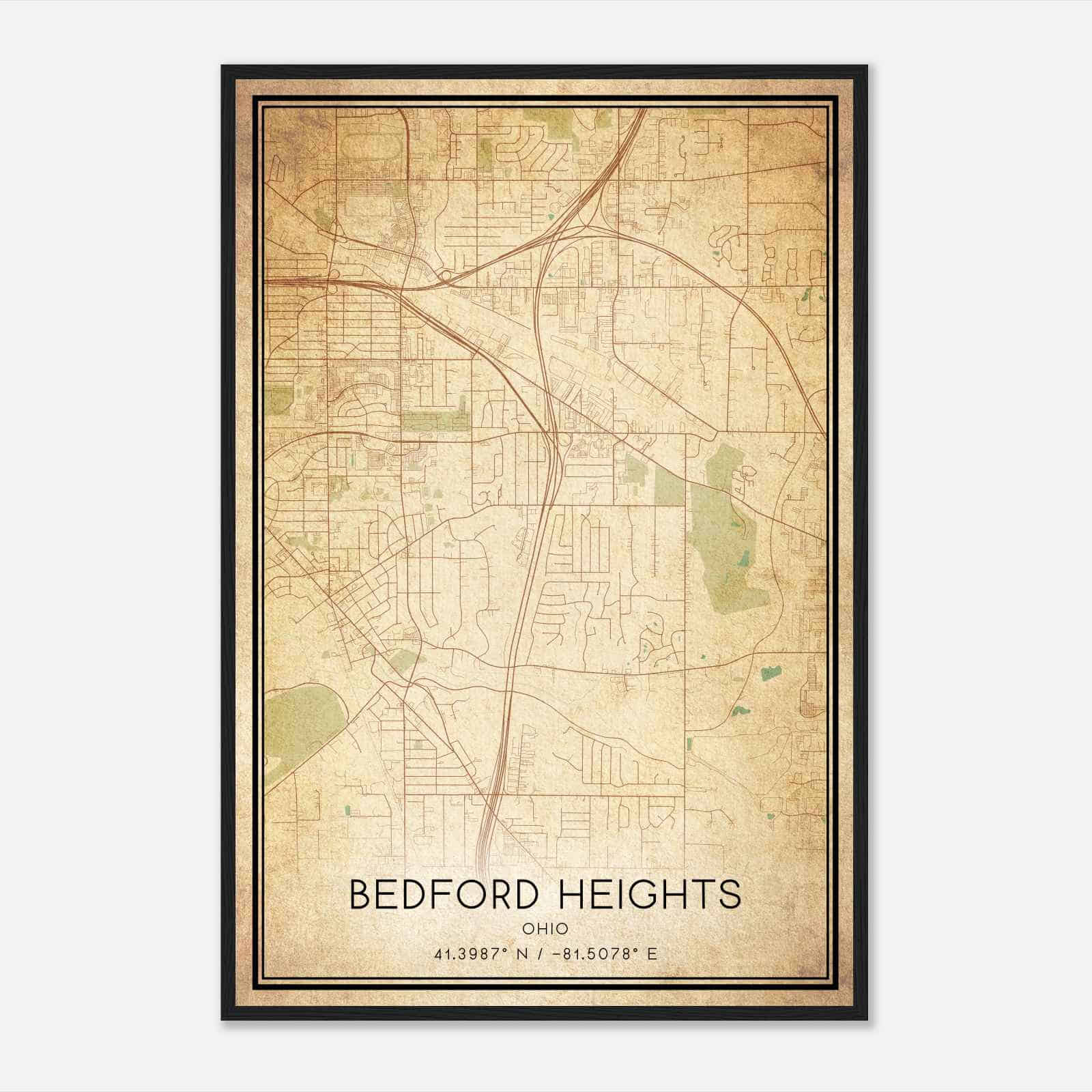 Vintage Bedford Heights Ohio Map Poster, Modern Home Decor Wall Art Print Vintage Bedford Heights Ohio Map Poster, Modern Home Decor Wall Art Print