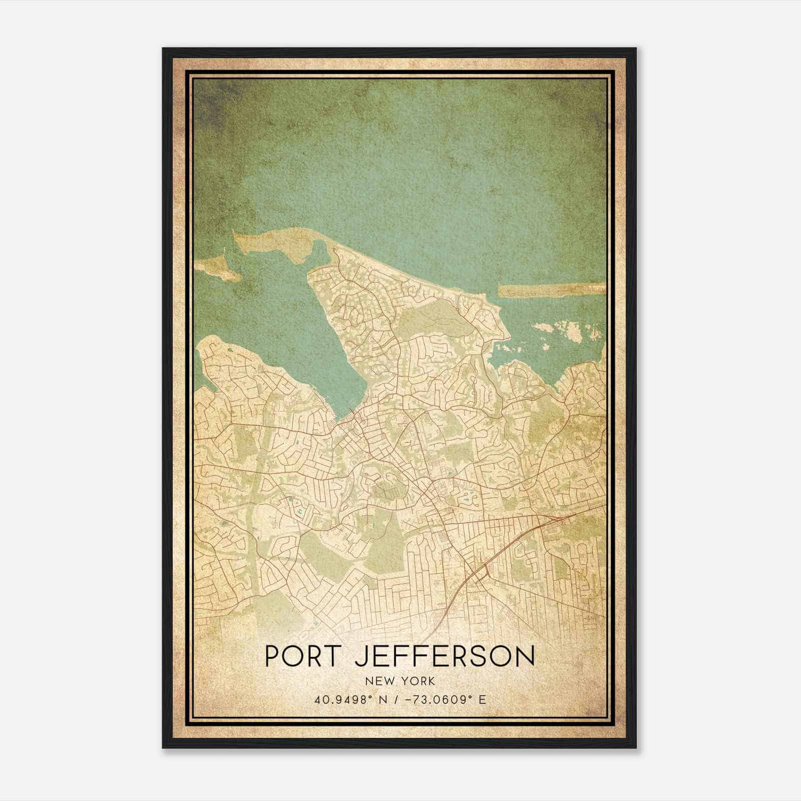 Vintage Port Jefferson New York Map Poster, Modern Home Decor Wall Art Print