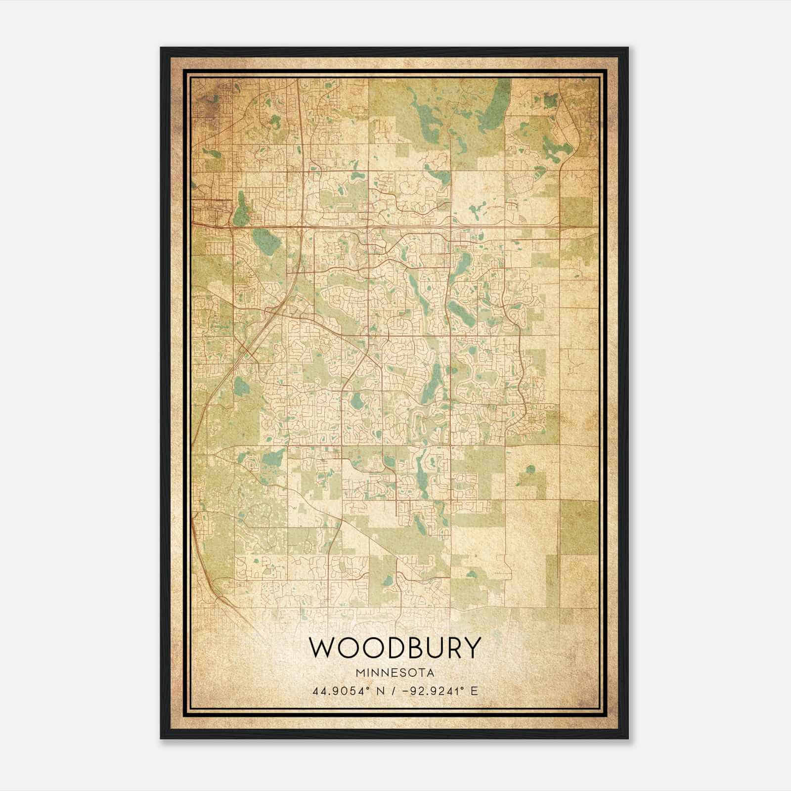 Vintage Woodbury Minnesota Map Poster, Modern Home Decor Wall Art Print