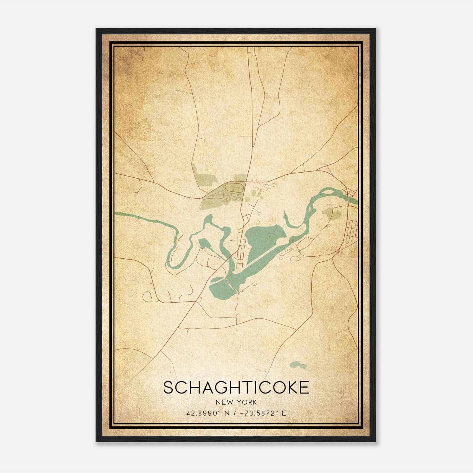Vintage Schaghticoke New York Map Poster, Modern Home Decor Wall Art Print
