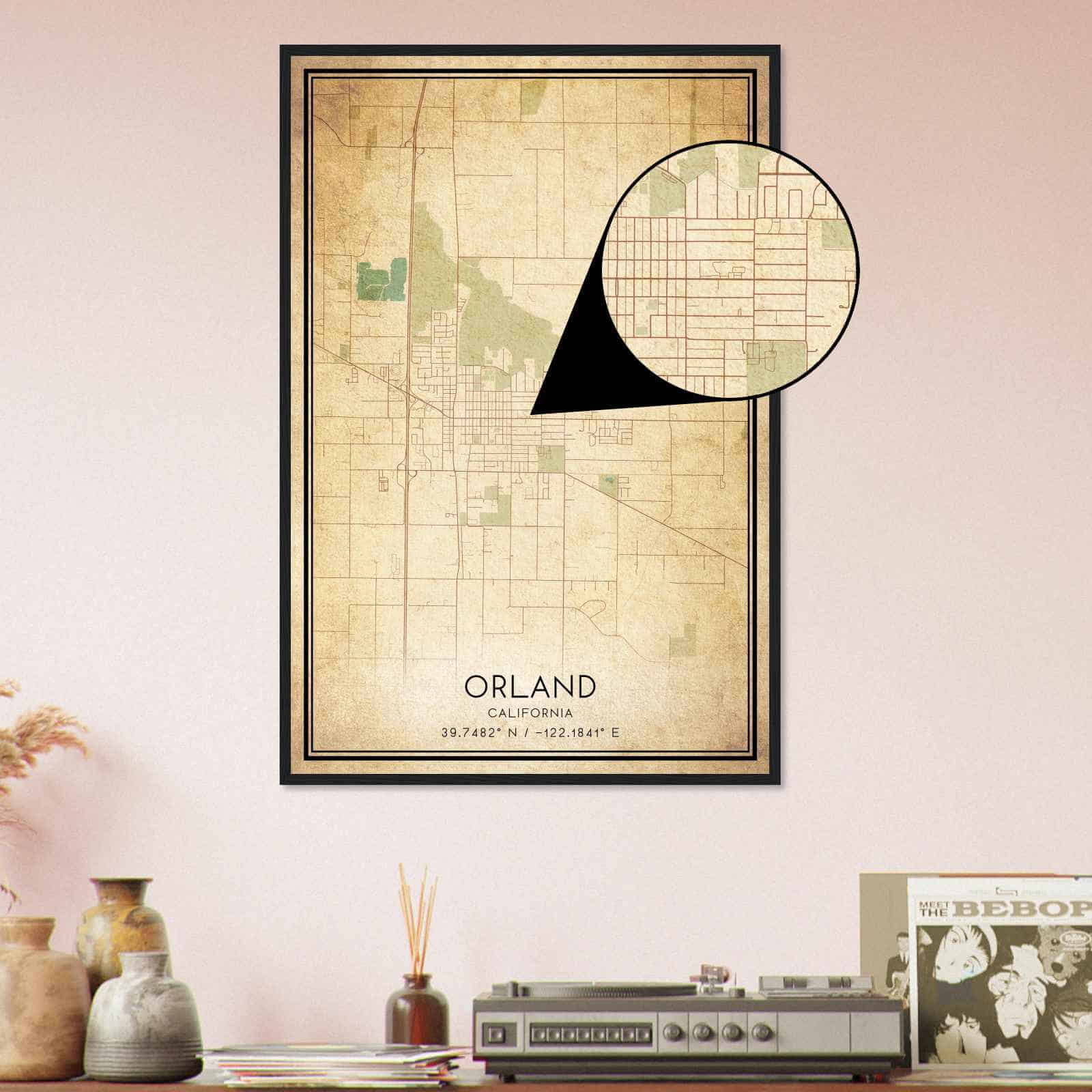 Vintage Orland California Map Poster, Modern Home Decor Wall Art Print