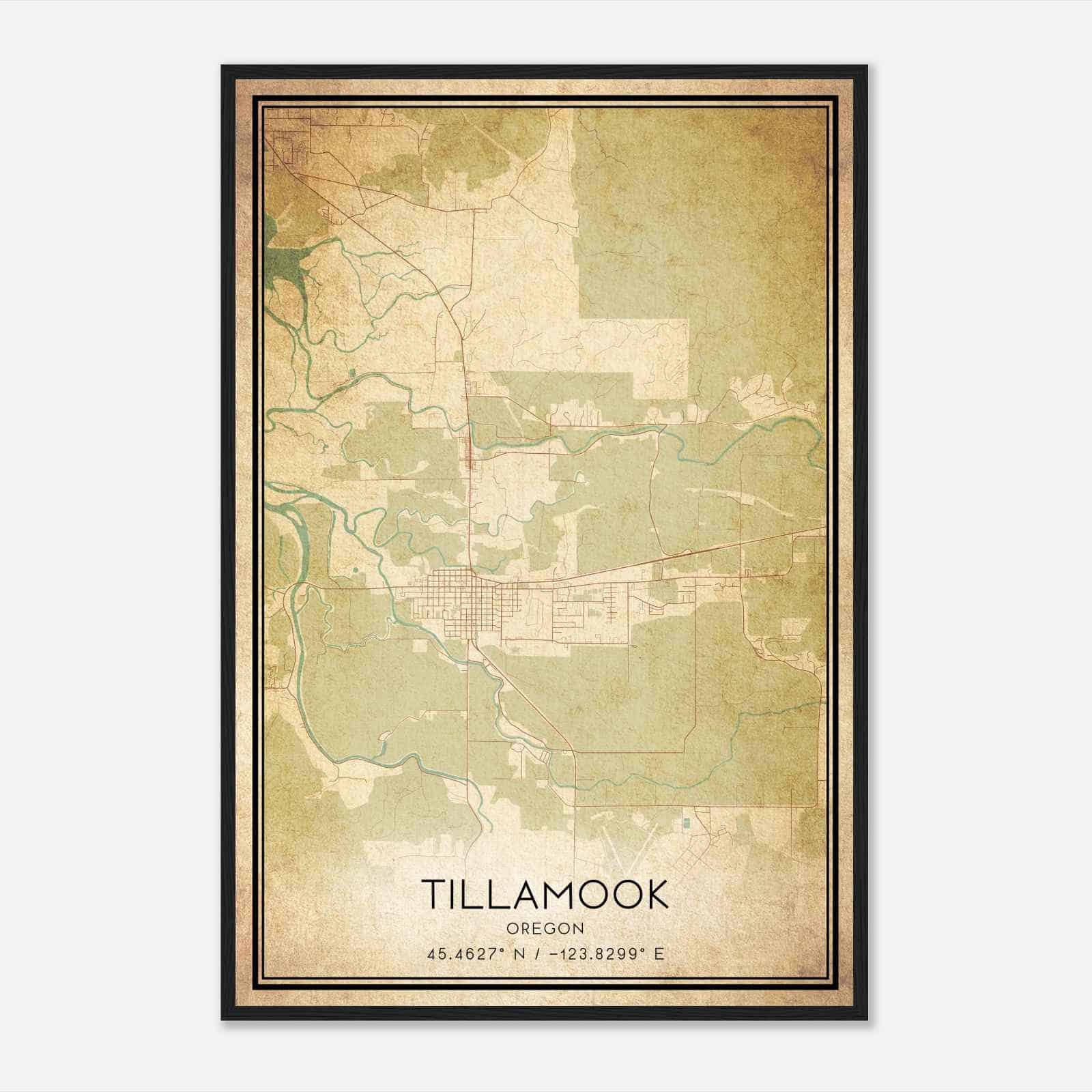 Vintage Tillamook Oregon Map Poster, Modern Home Decor Wall Art Print