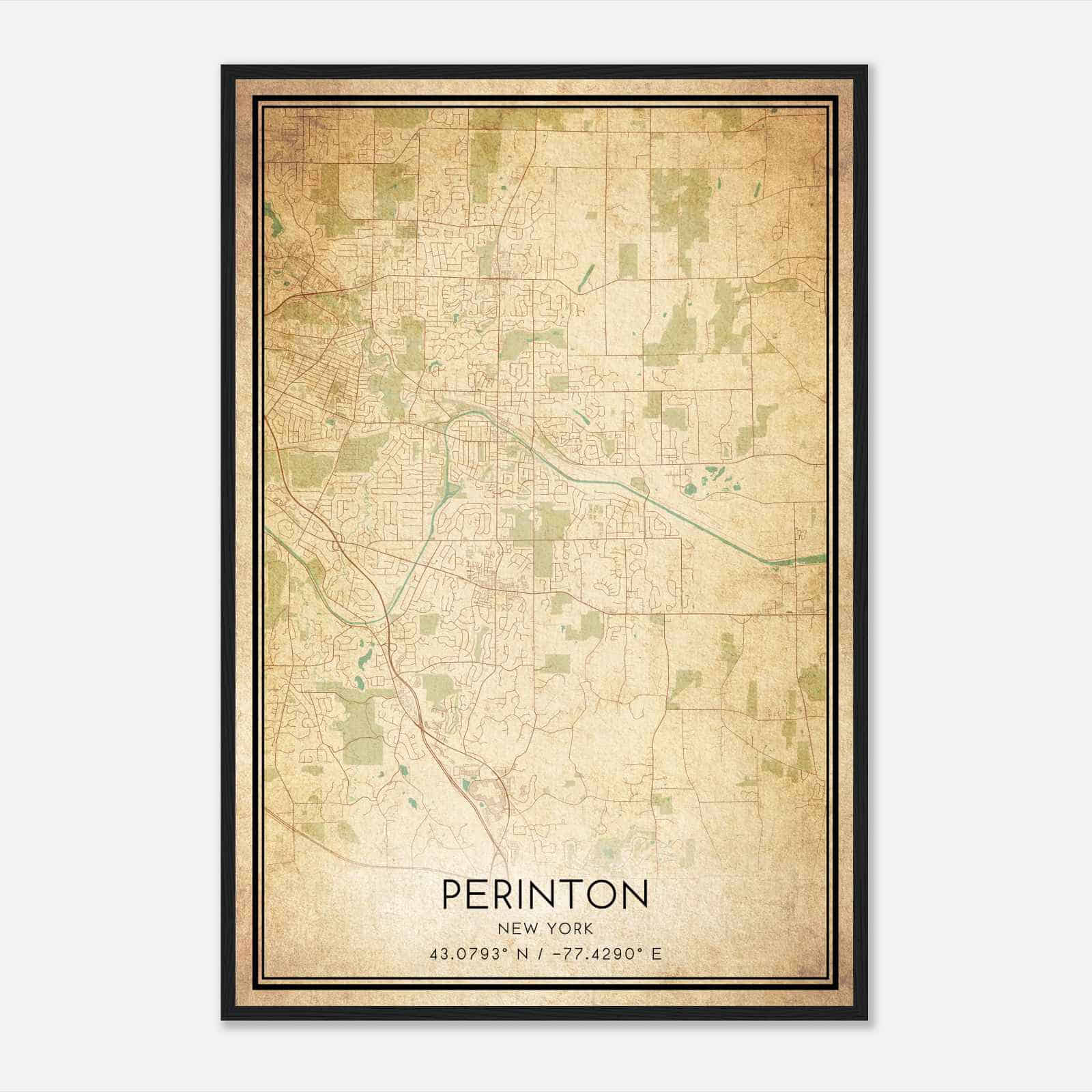 Vintage Perinton New York Map Poster, Modern Home Decor Wall Art Print