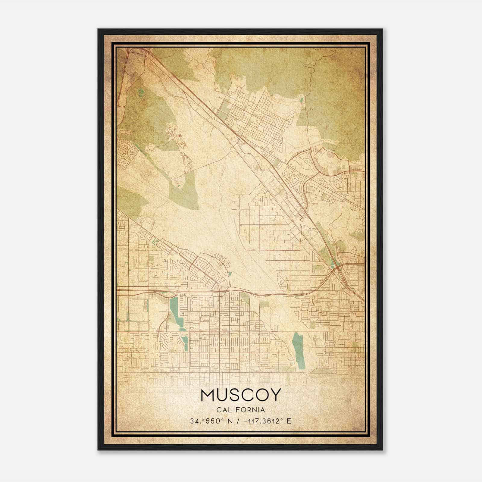 Vintage Muscoy California Map Poster, Modern Home Decor Wall Art Print