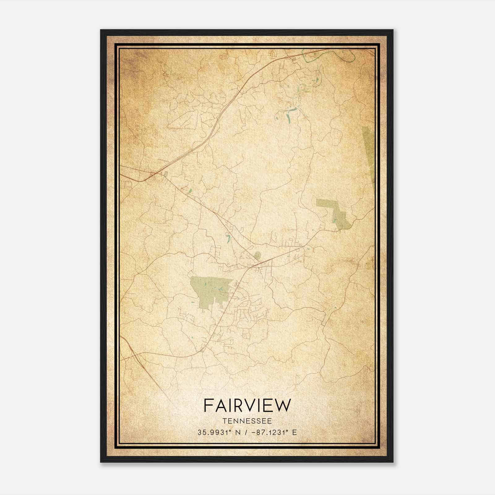 Vintage Fairview Tennessee Map Poster, Modern Home Decor Wall Art Print Vintage Fairview Tennessee Map Poster, Modern Home Decor Wall Art Print