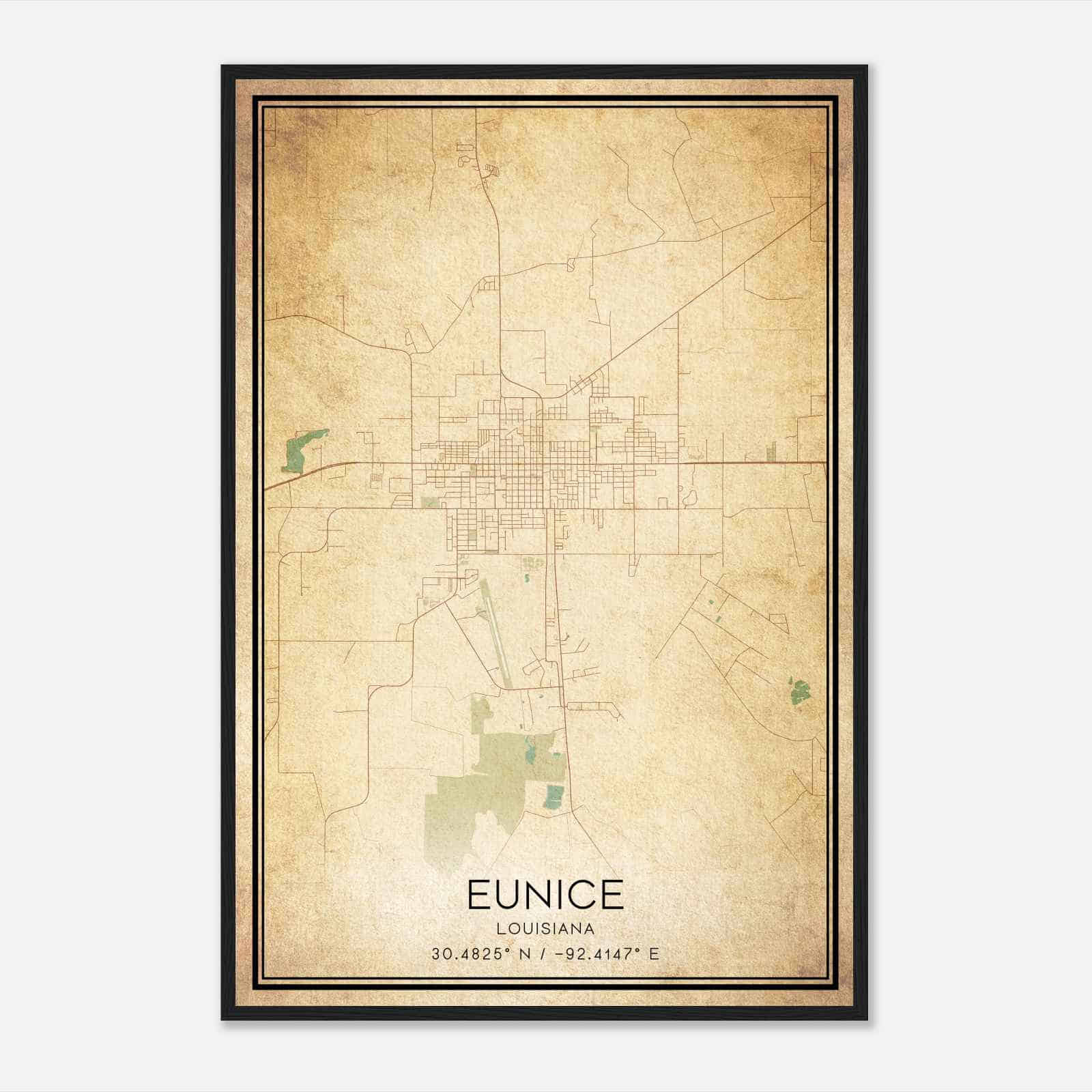 Vintage Eunice Louisiana Map Poster, Modern Home Decor Wall Art Print