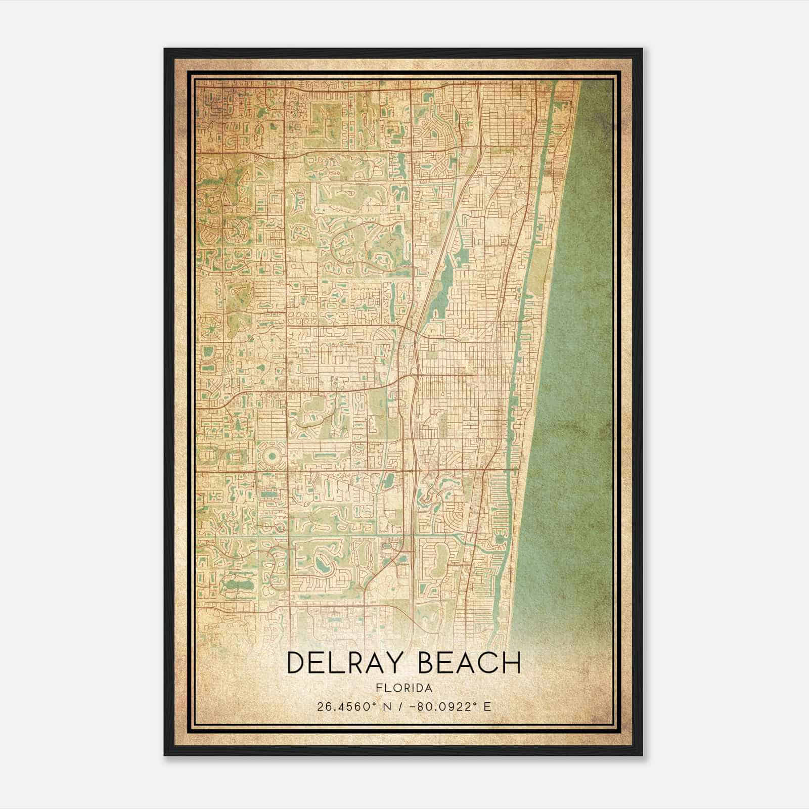 Vintage Delray Beach Florida Map Poster, Modern Home Decor Wall Art Print Vintage Delray Beach Florida Map Poster, Modern Home Decor Wall Art Print