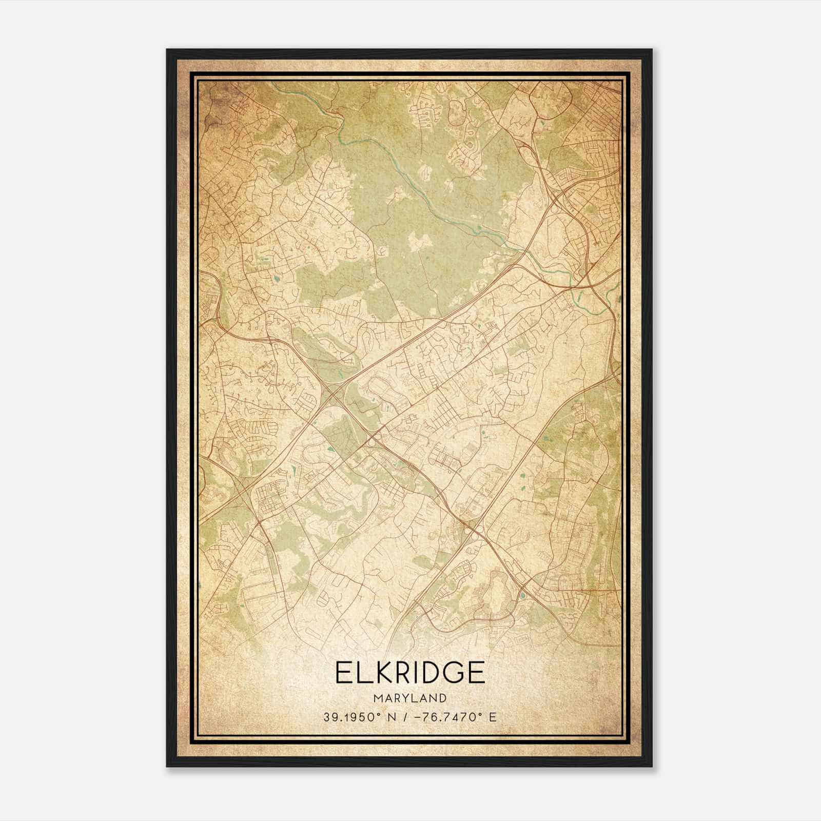Vintage Elkridge Maryland Map Poster, Modern Home Decor Wall Art Print