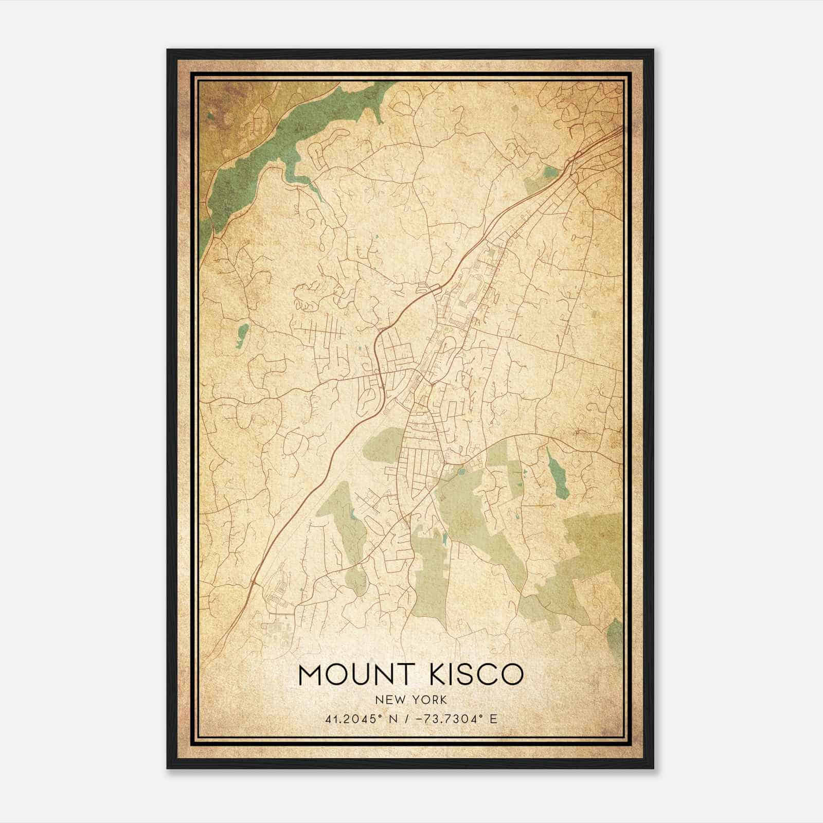 Vintage Mount Kisco New York Map Poster, Modern Home Decor Wall Art