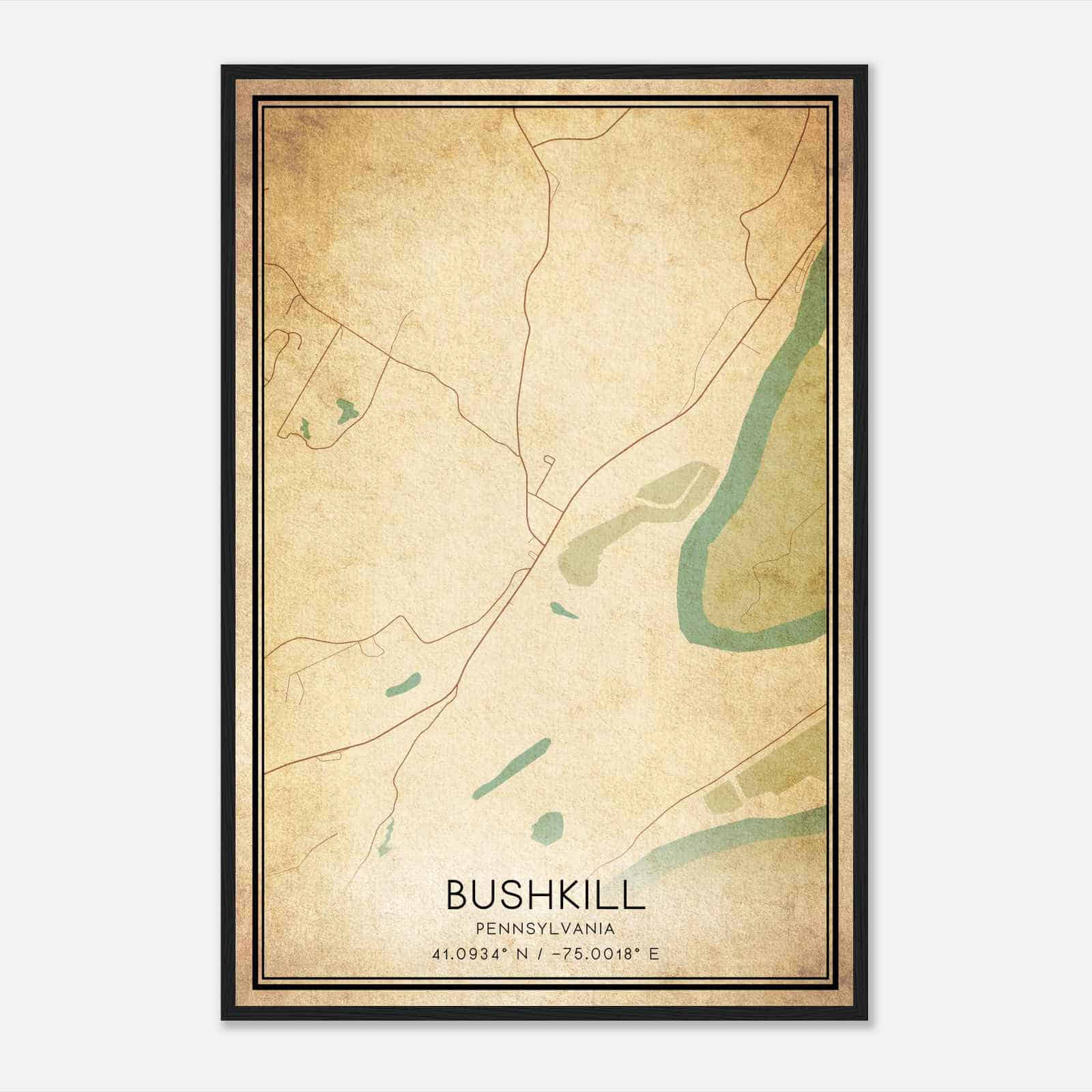 Vintage Bushkill Pennsylvania Map Poster, Modern Home Decor Wall Art Print Vintage Bushkill Pennsylvania Map Poster, Modern Home Decor Wall Art Print