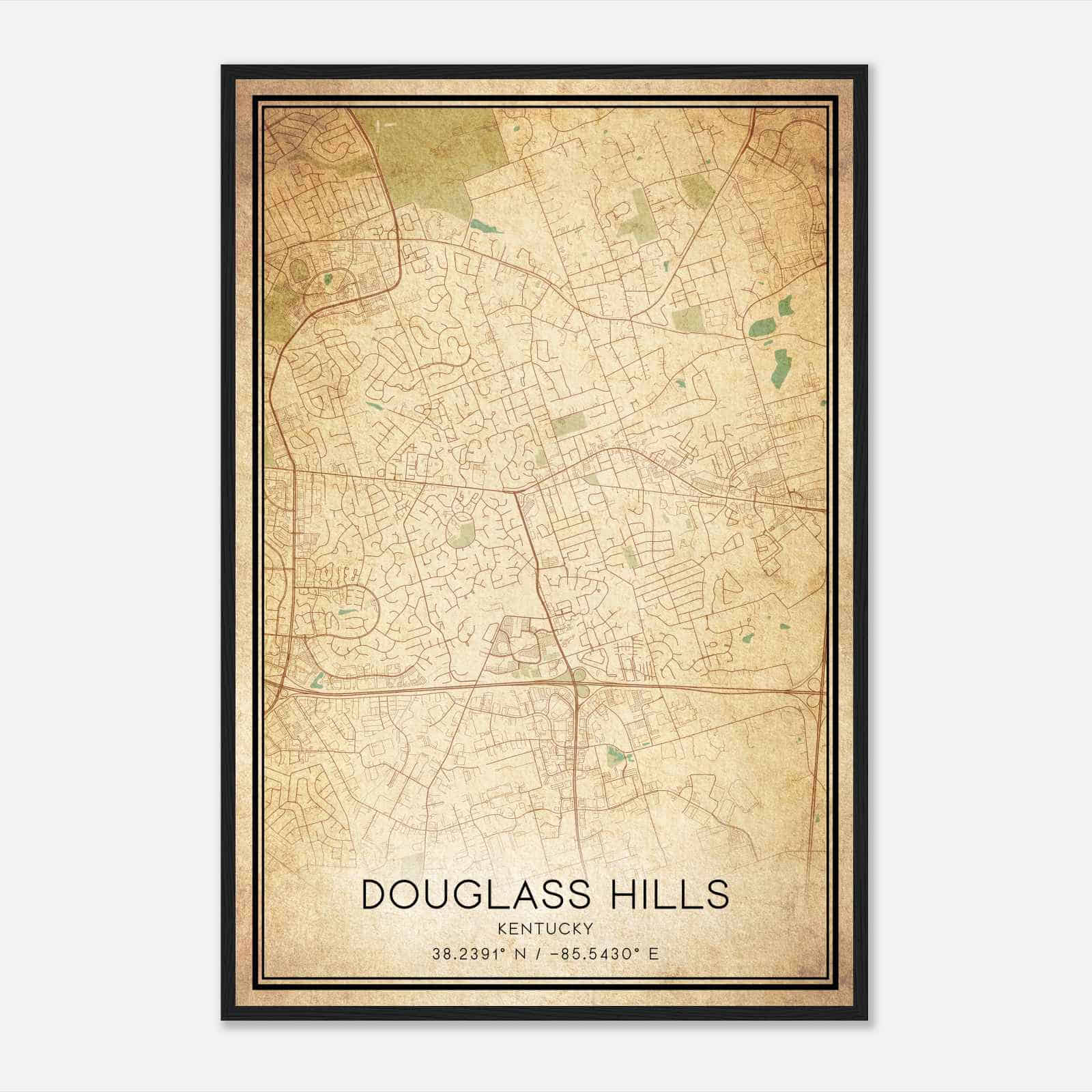 Vintage Douglass Hills Kentucky Map Poster, Modern Home Decor Wall Art Print
