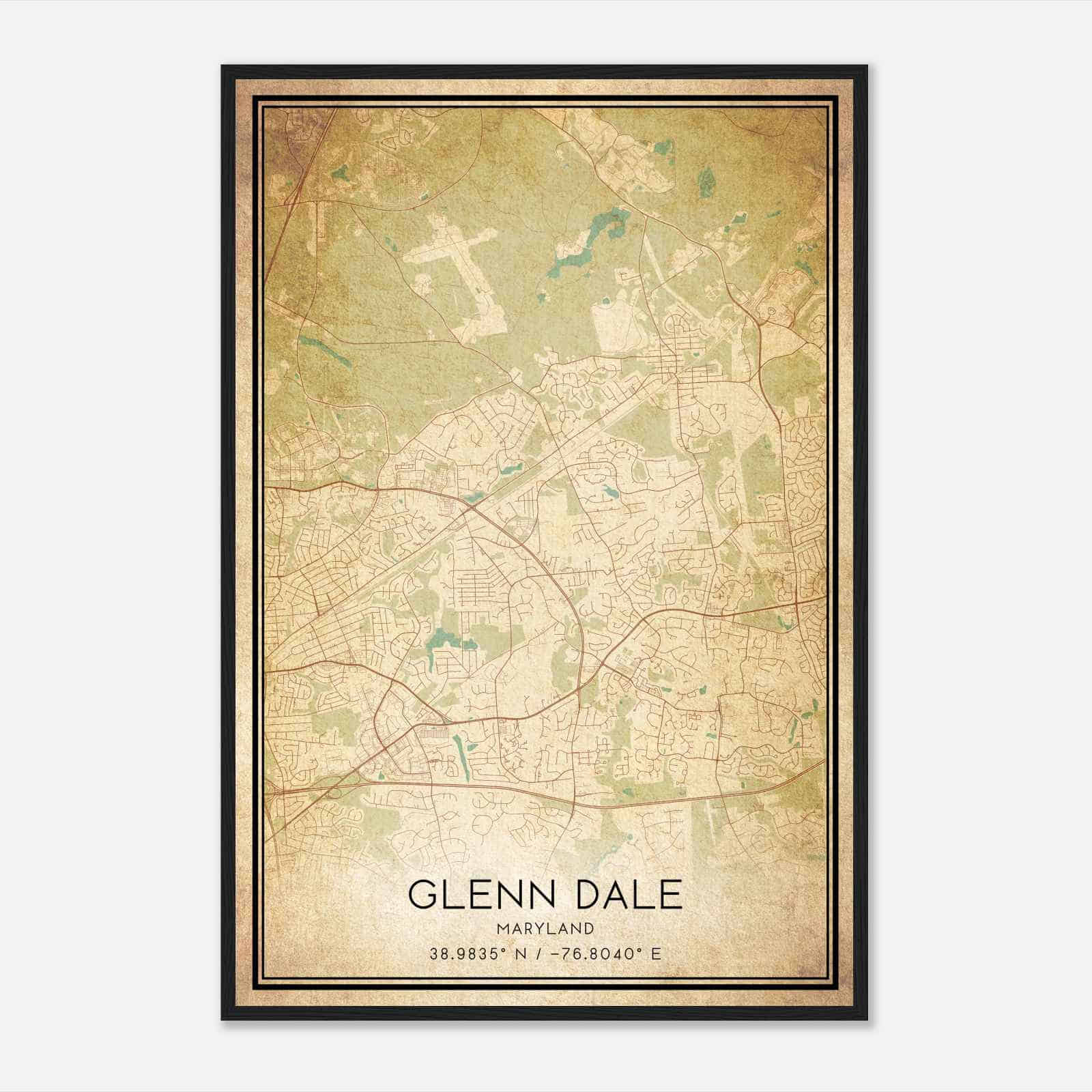 Vintage Glenn Dale Maryland Map Poster, Modern Home Decor Wall Art Print