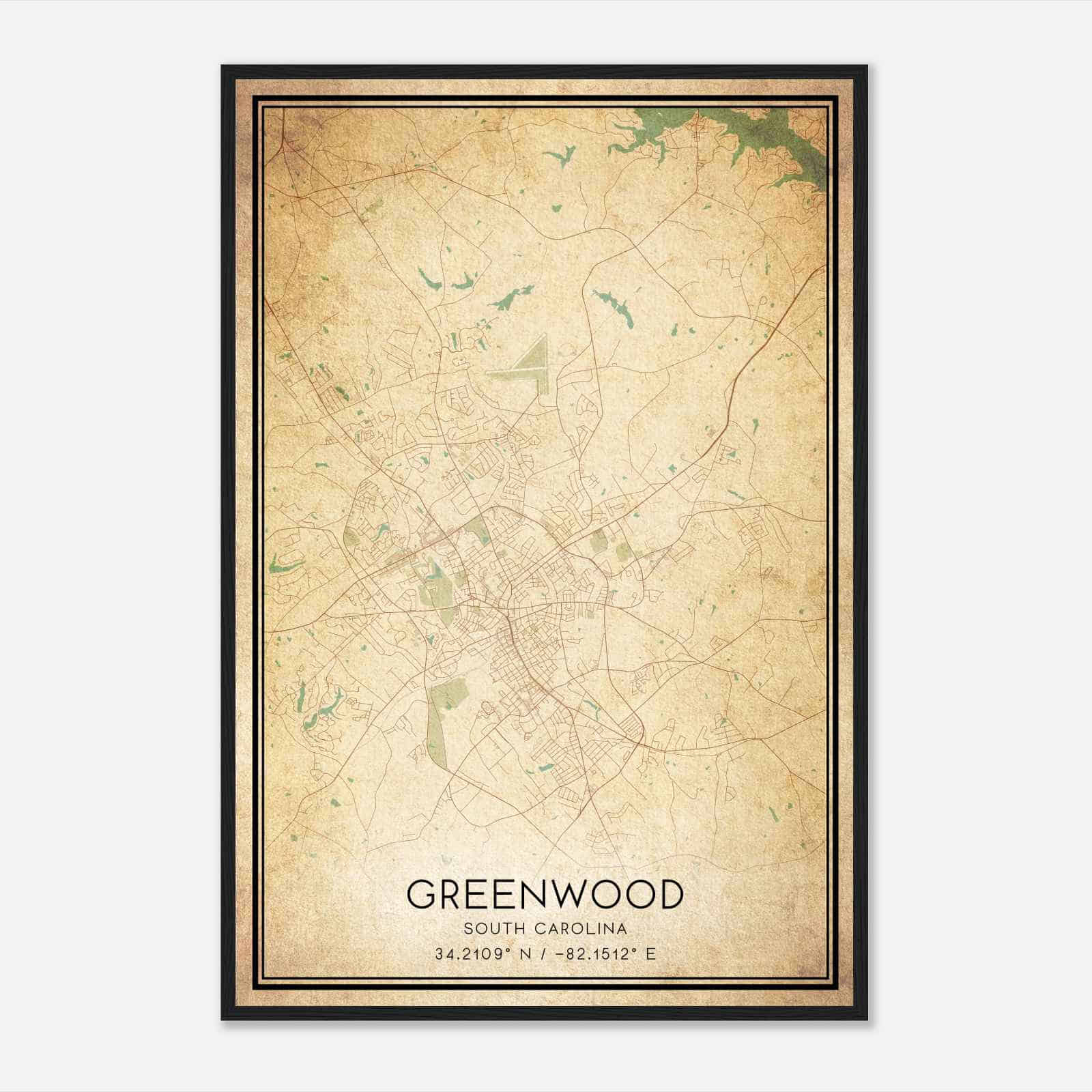 Vintage Greenwood South Carolina Map Poster, Modern Home Decor Wall Art Print Vintage Greenwood South Carolina Map Poster, Modern Home Decor Wall Art Print