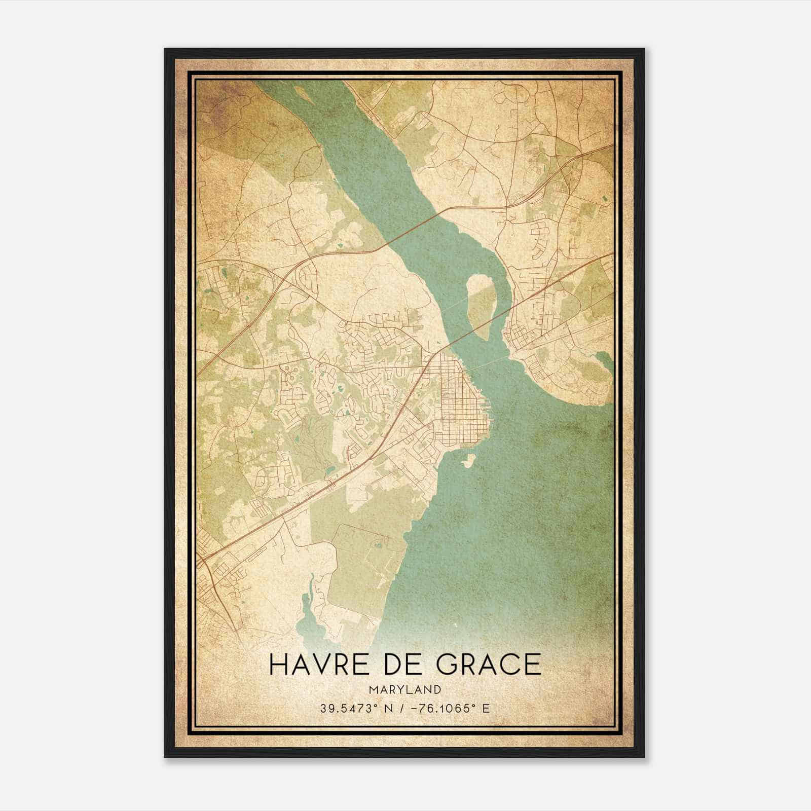 Vintage Havre De Grace Maryland Map Poster, Modern Home Decor Wall Art Print Vintage Havre De Grace Maryland Map Poster, Modern Home Decor Wall Art Print
