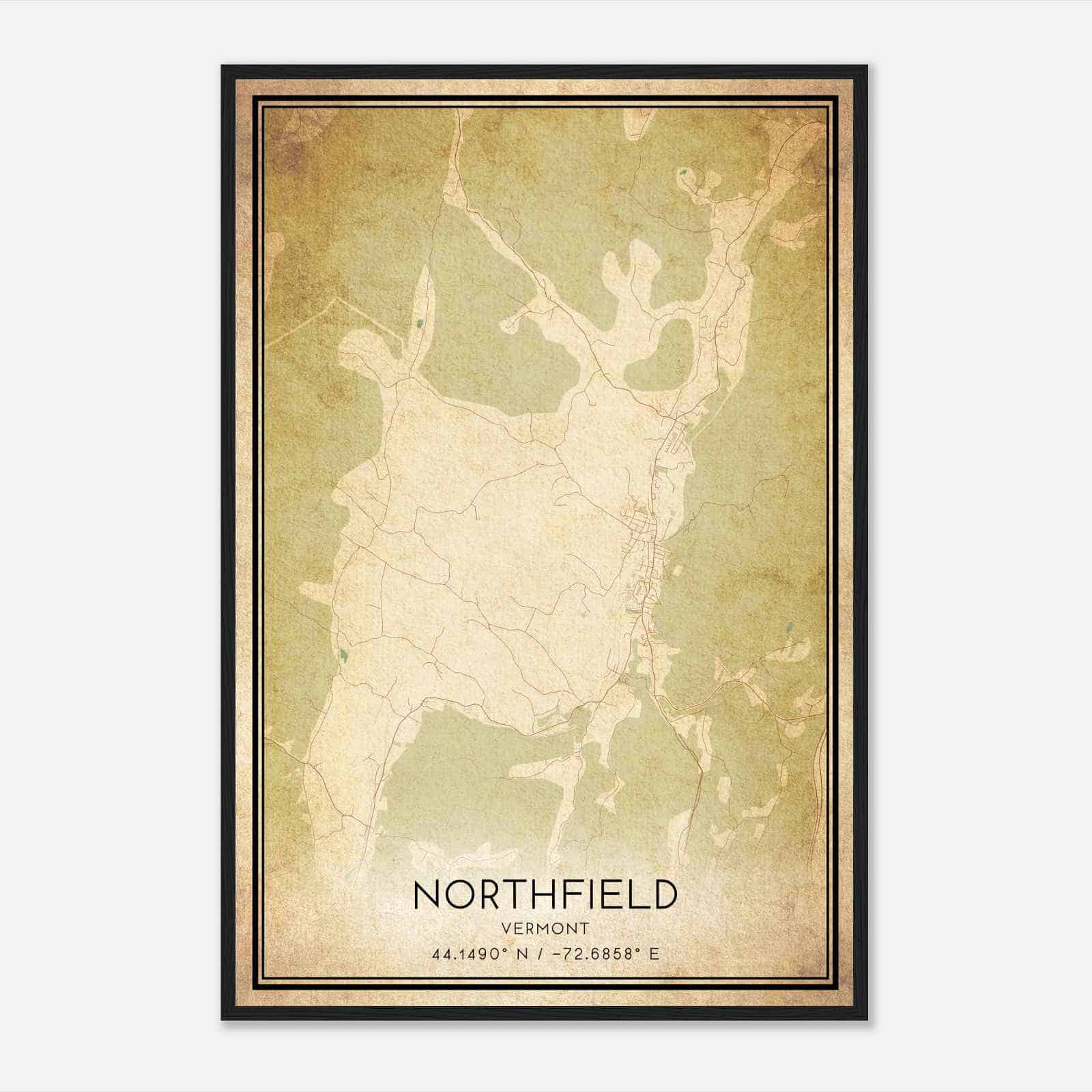 Vintage Northfield Vermont Map Poster, Modern Home Decor Wall Art Print