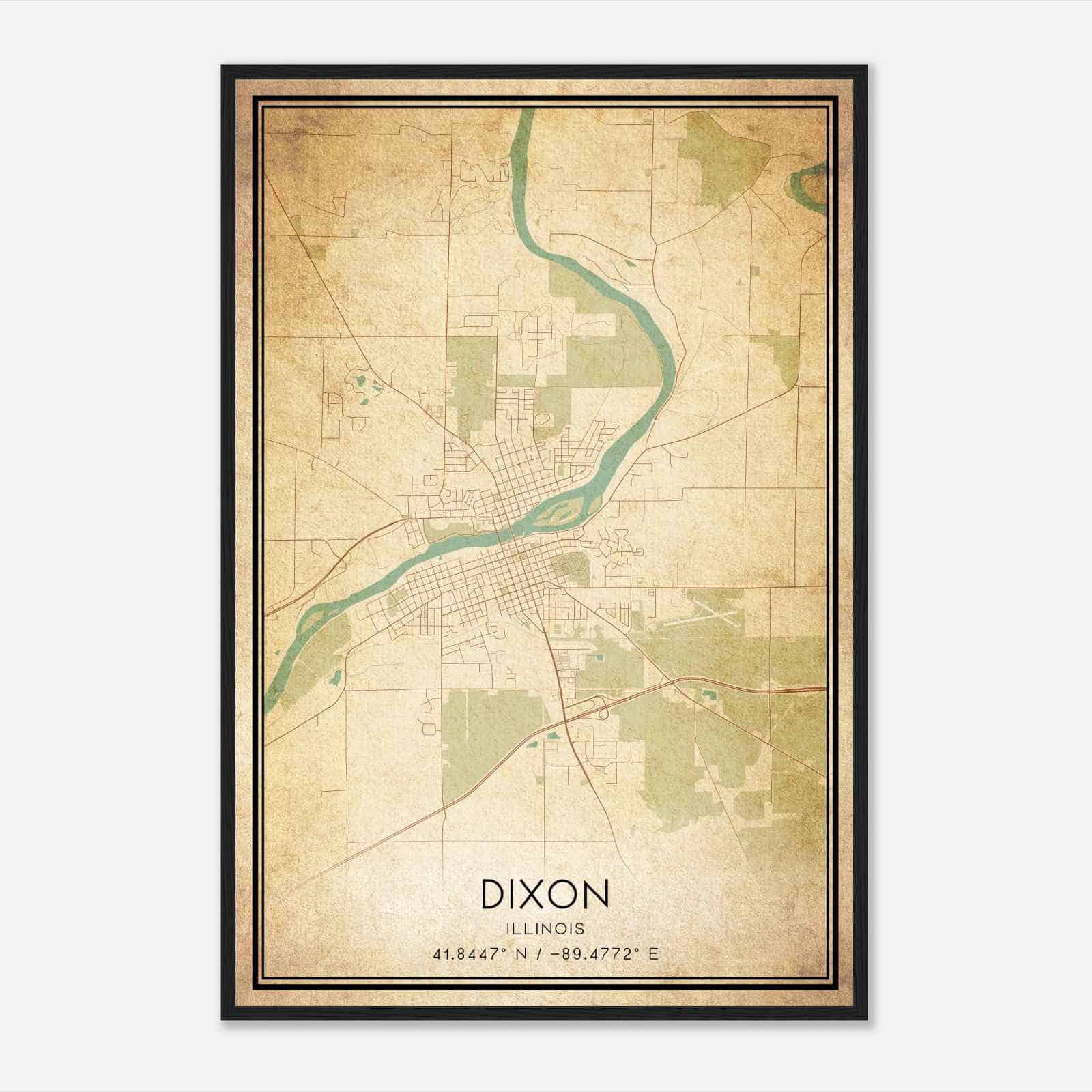 Vintage Dixon Illinois Map Poster, Modern Home Decor Wall Art Print Vintage Dixon Illinois Map Poster, Modern Home Decor Wall Art Print