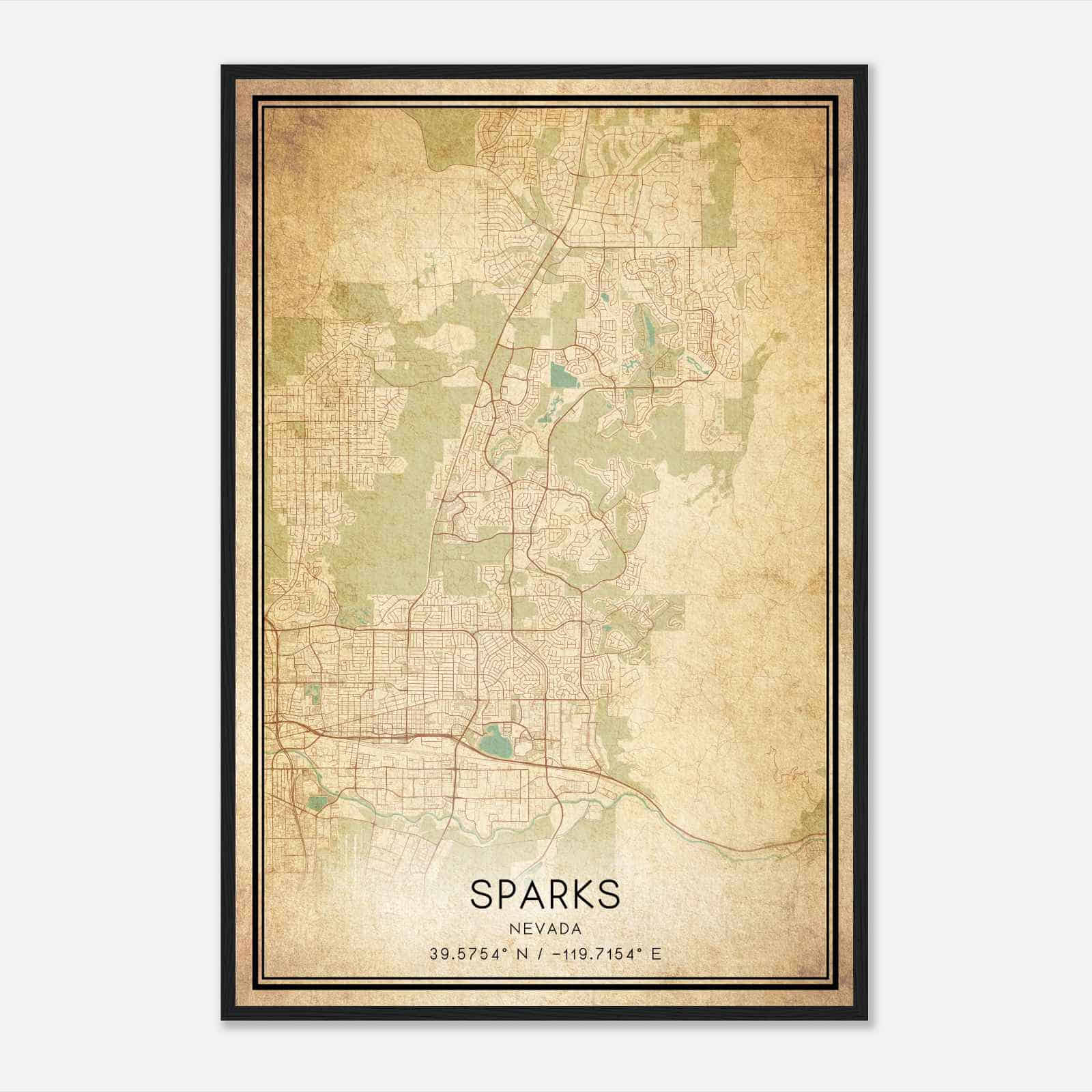 Vintage Sparks Nevada Map Poster, Modern Home Decor Wall Art Print