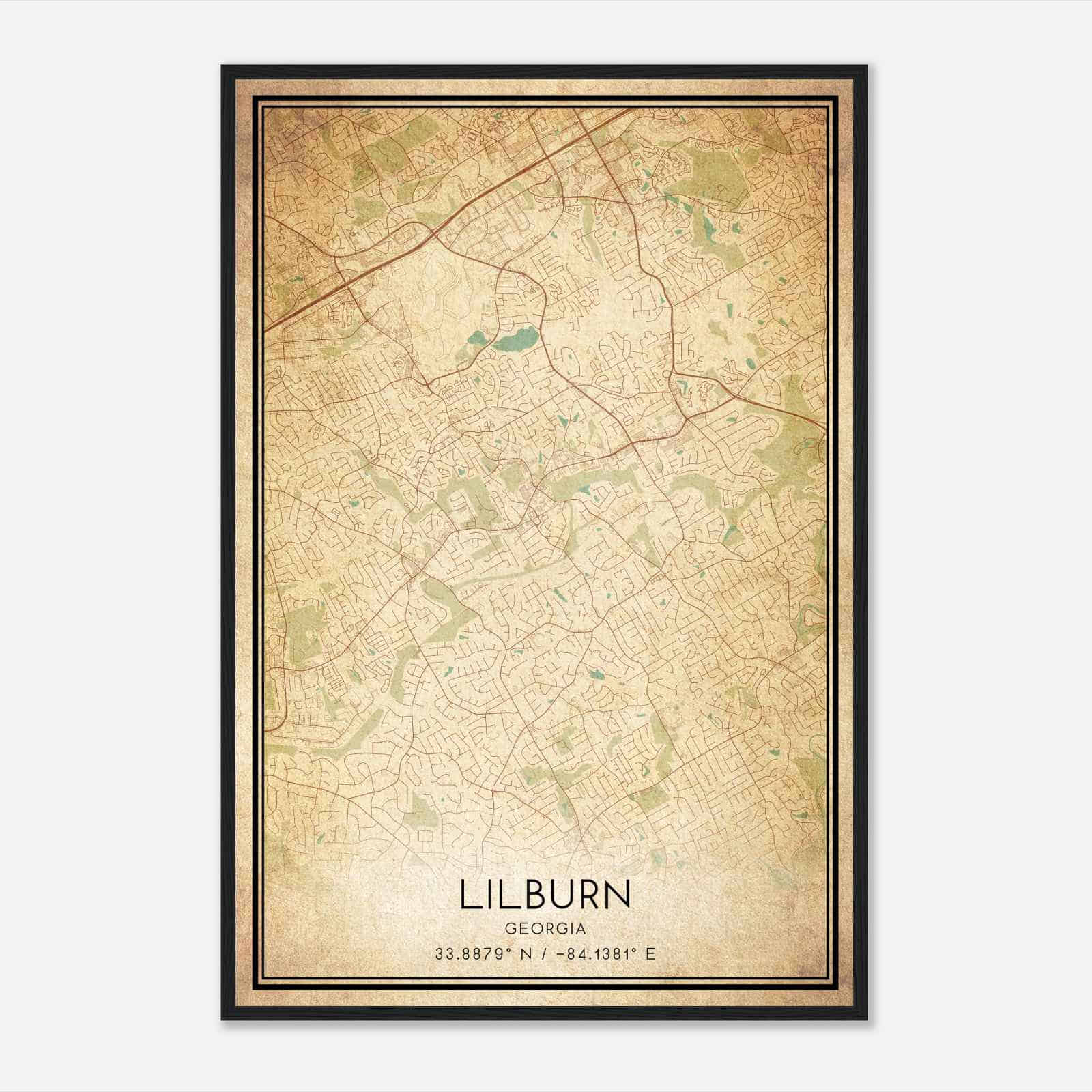 Vintage Lilburn Georgia Map Poster, Modern Home Decor Wall Art Print