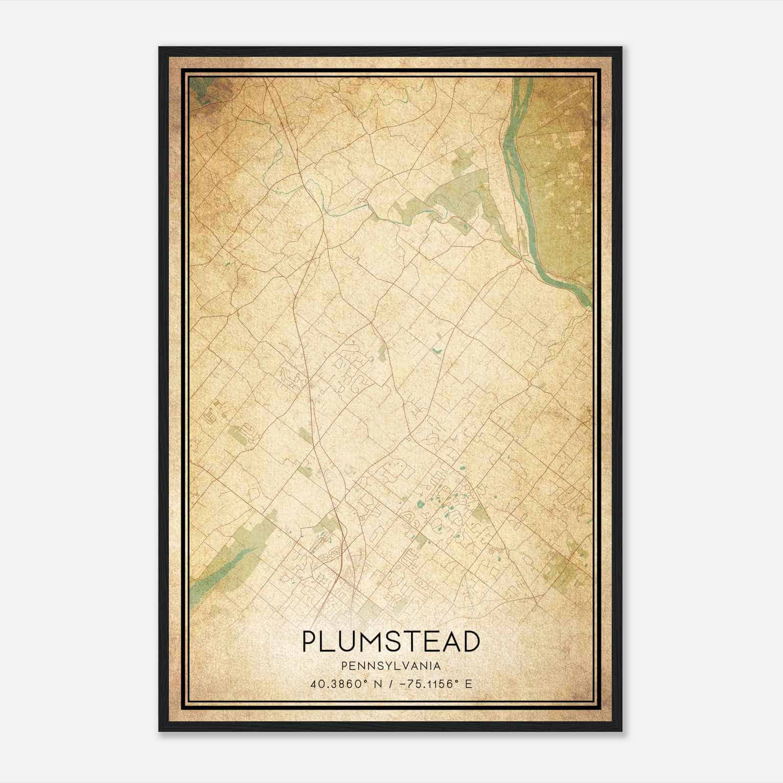 Vintage Plumstead Pennsylvania Map Poster, Modern Home Decor Wall Art Print