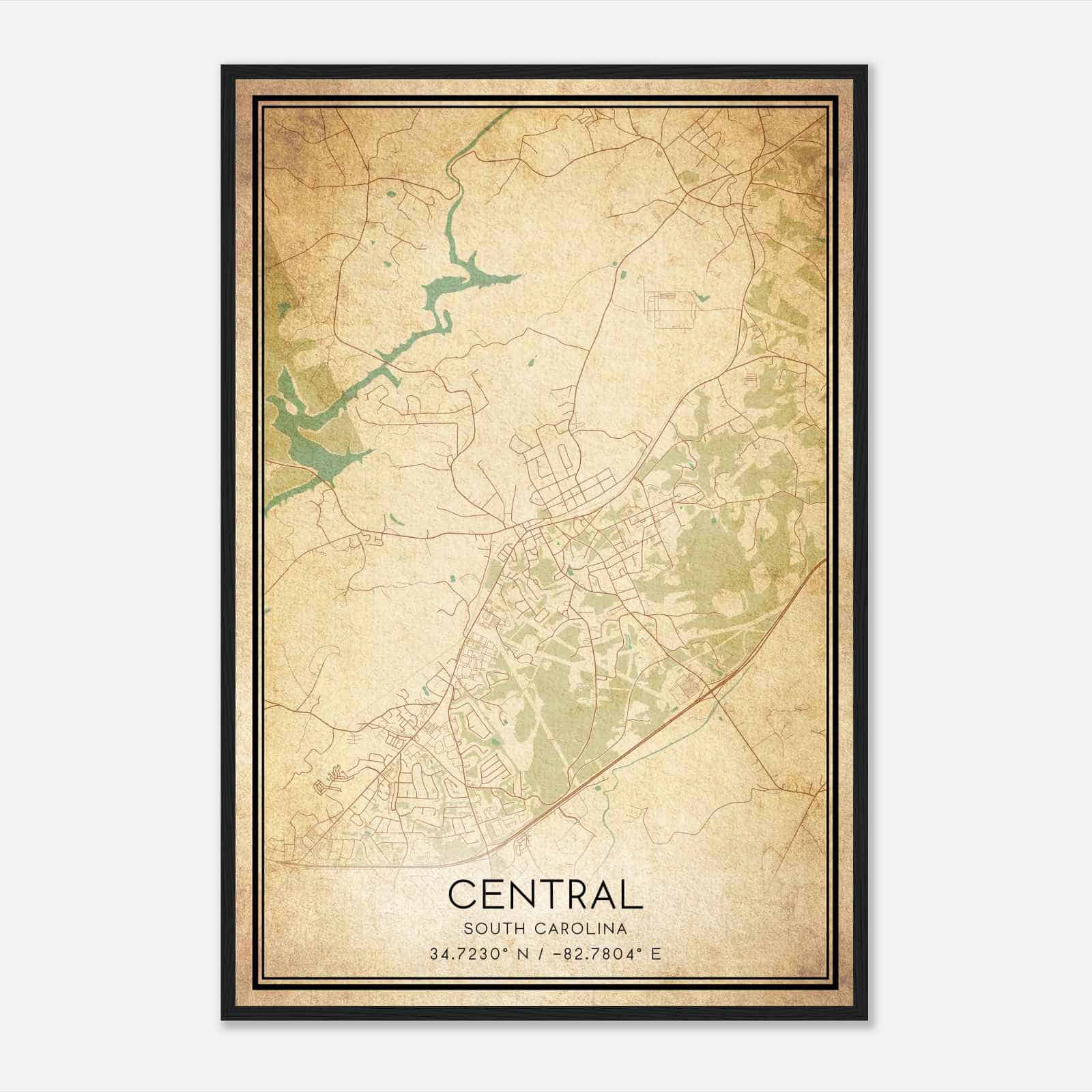 Vintage Central South Carolina Map Poster, Modern Home Decor Wall Art Print Vintage Central South Carolina Map Poster, Modern Home Decor Wall Art Print