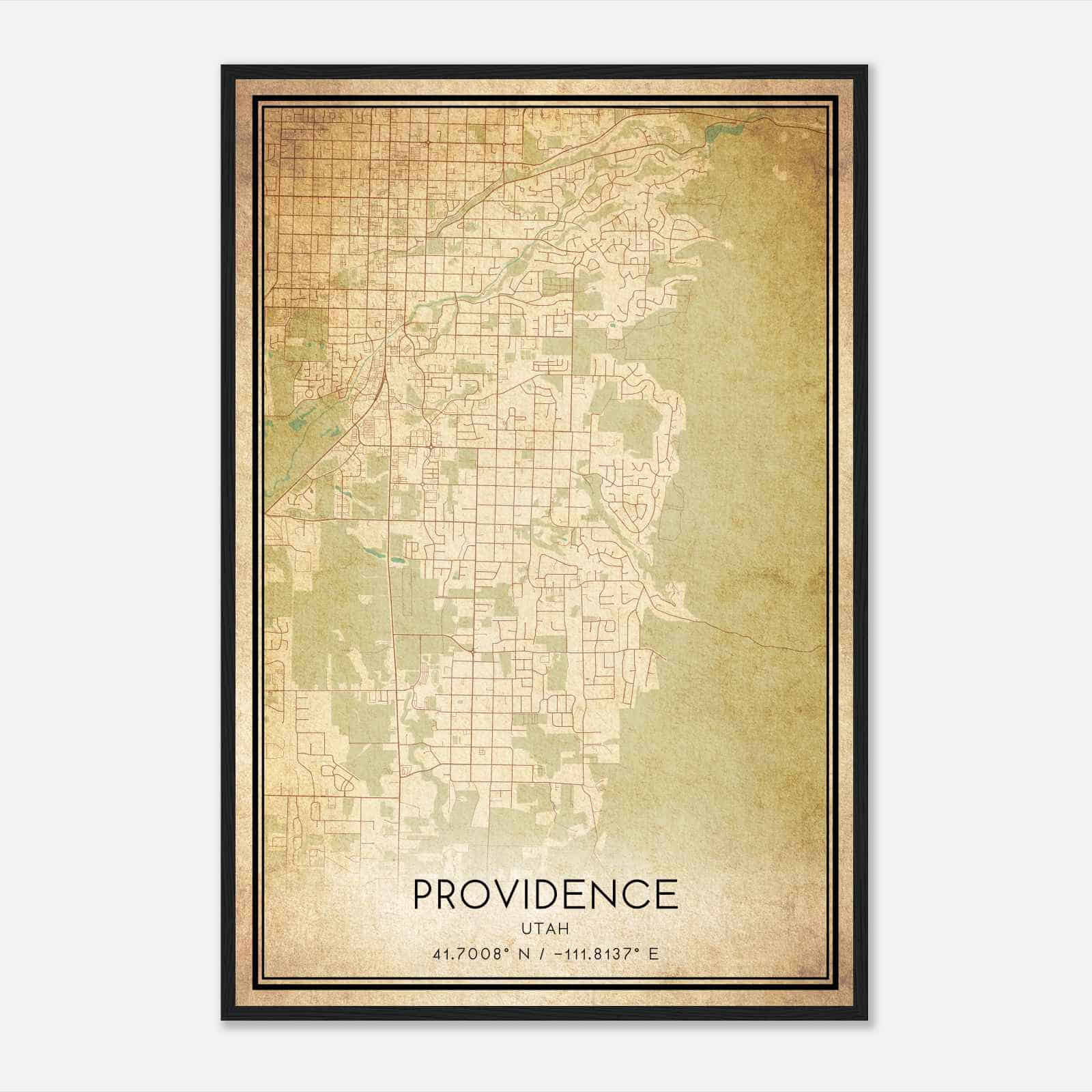 Vintage Providence Utah Map Poster, Modern Home Decor Wall Art Print