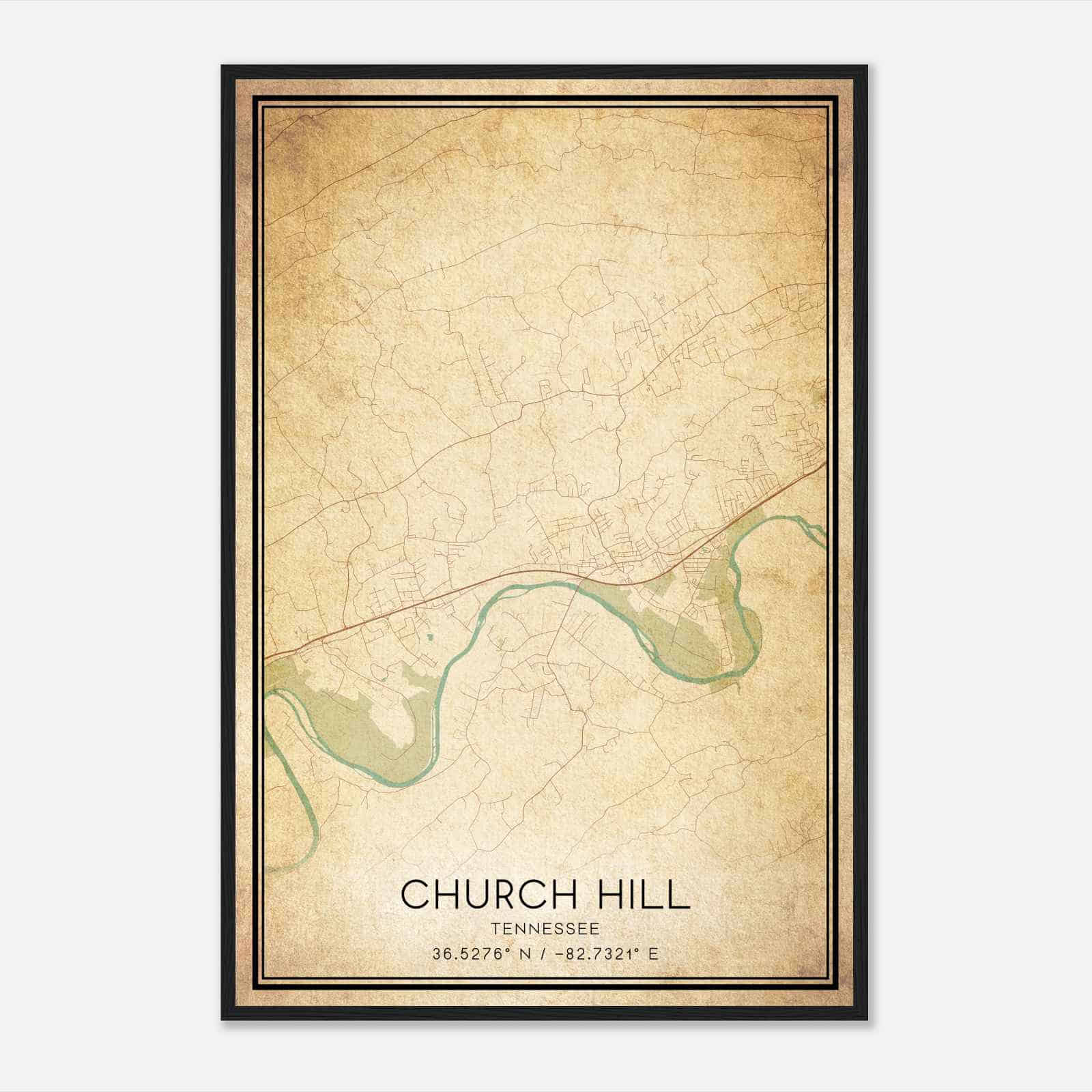 Vintage Church Hill Tennessee Map Poster, Modern Home Decor Wall Art Print Vintage Church Hill Tennessee Map Poster, Modern Home Decor Wall Art Print