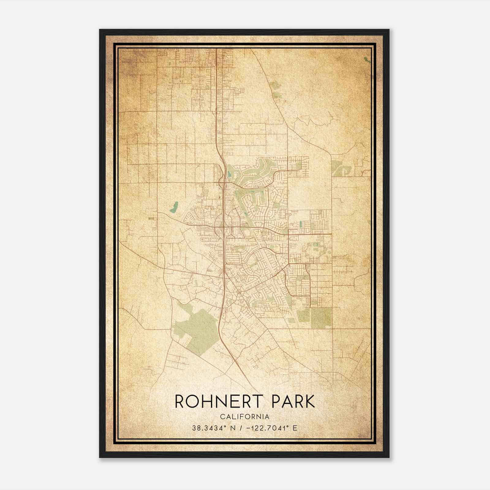 Vintage Rohnert Park California Map Poster, Modern Home Decor Wall Art Print