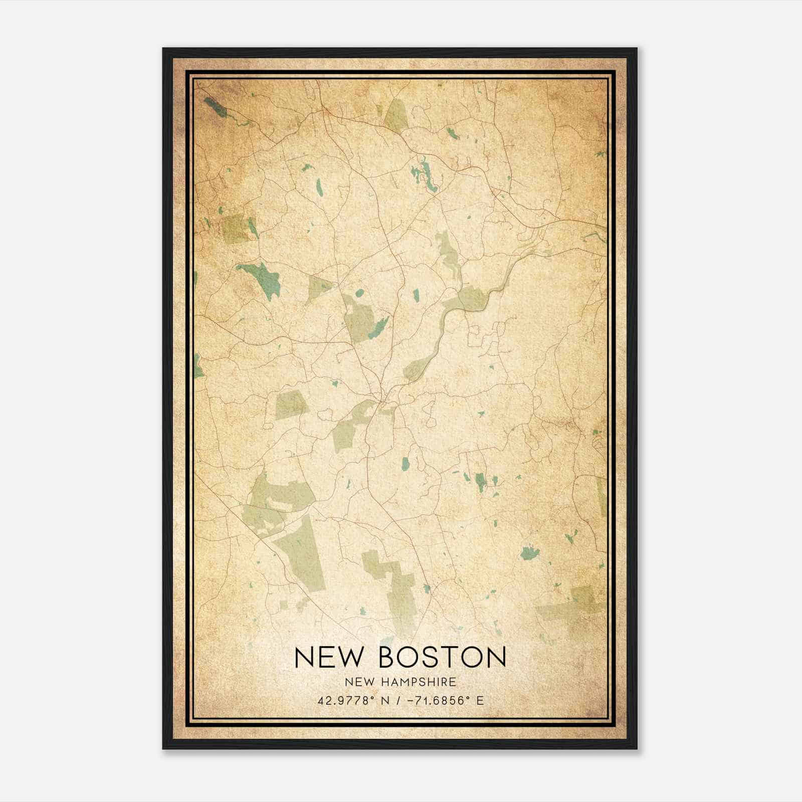 Vintage New Boston New Hampshire Map Poster, Modern Home Decor Wall Art Print Vintage New Boston New Hampshire Map Poster, Modern Home Decor Wall Art Print