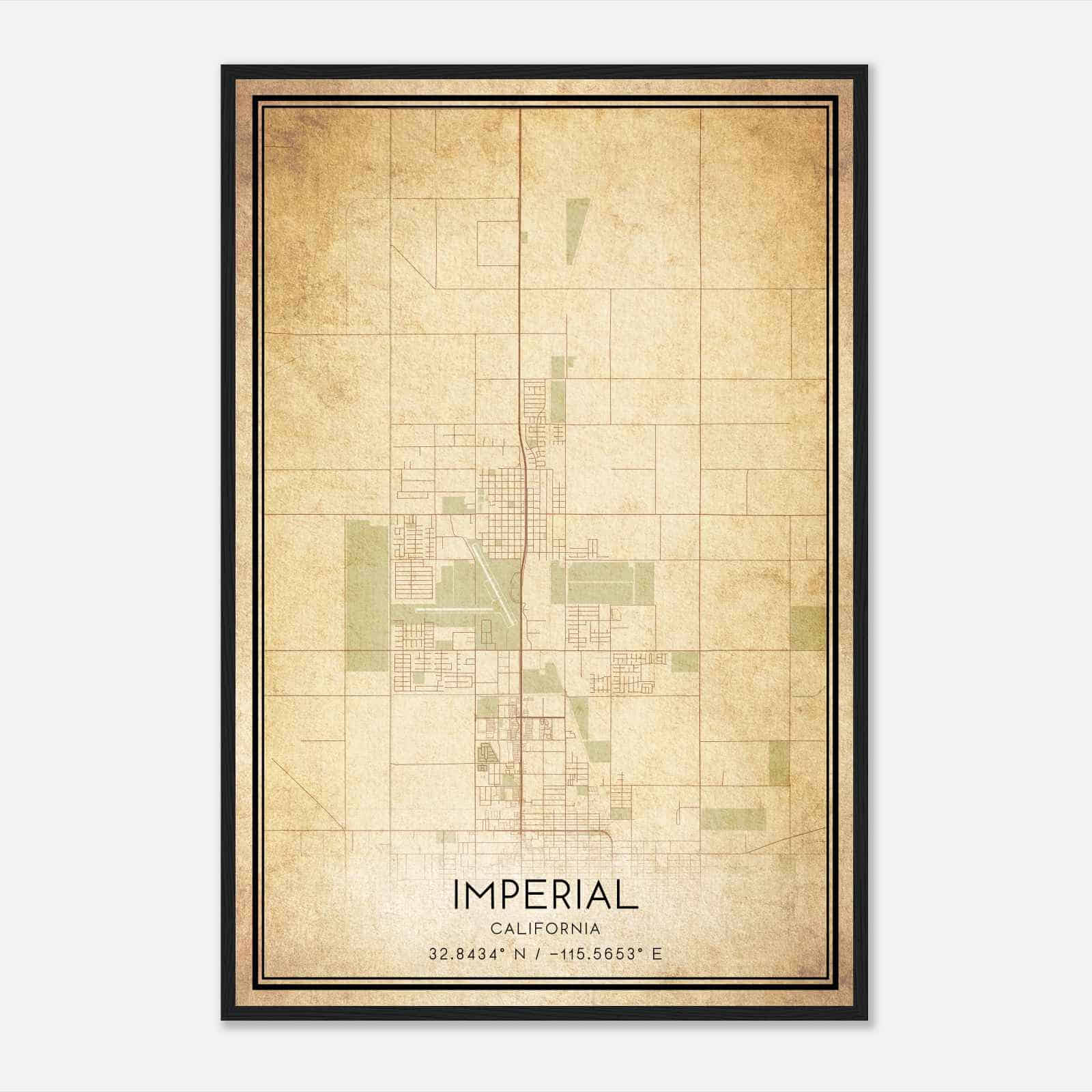 Vintage Imperial California Map Poster, Modern Home Decor Wall Art Print