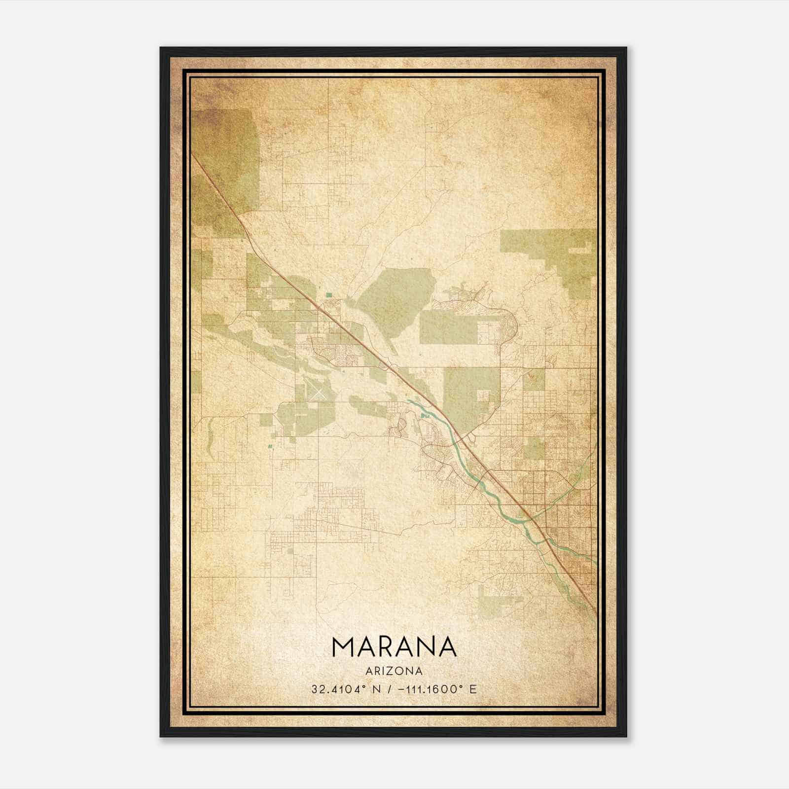 Vintage Marana Arizona Map Poster, Modern Home Decor Wall Art Print