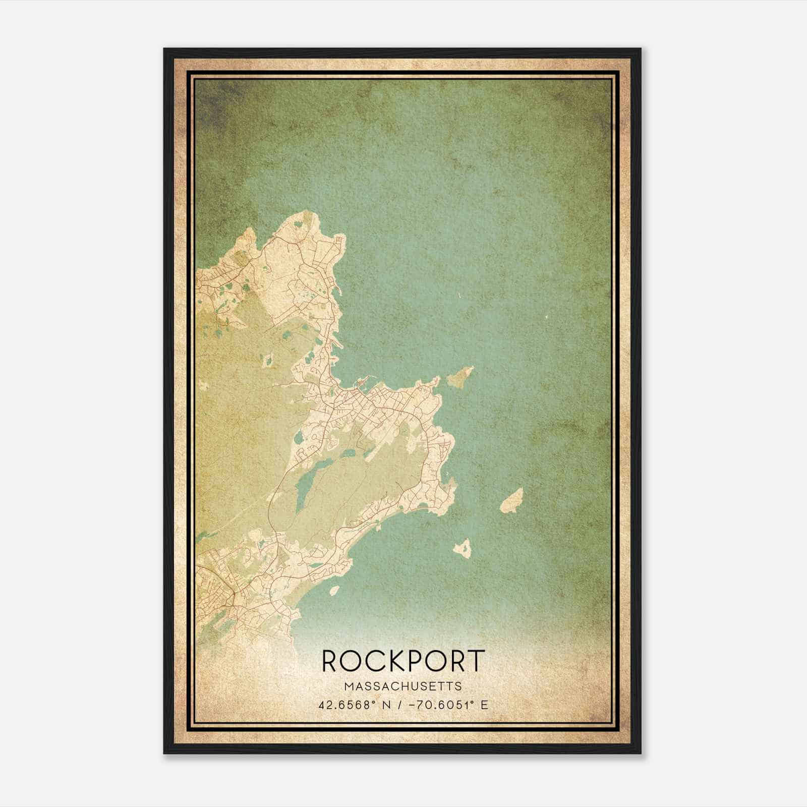 Vintage Rockport Massachusetts Map Poster, Modern Home Decor Wall Art Print