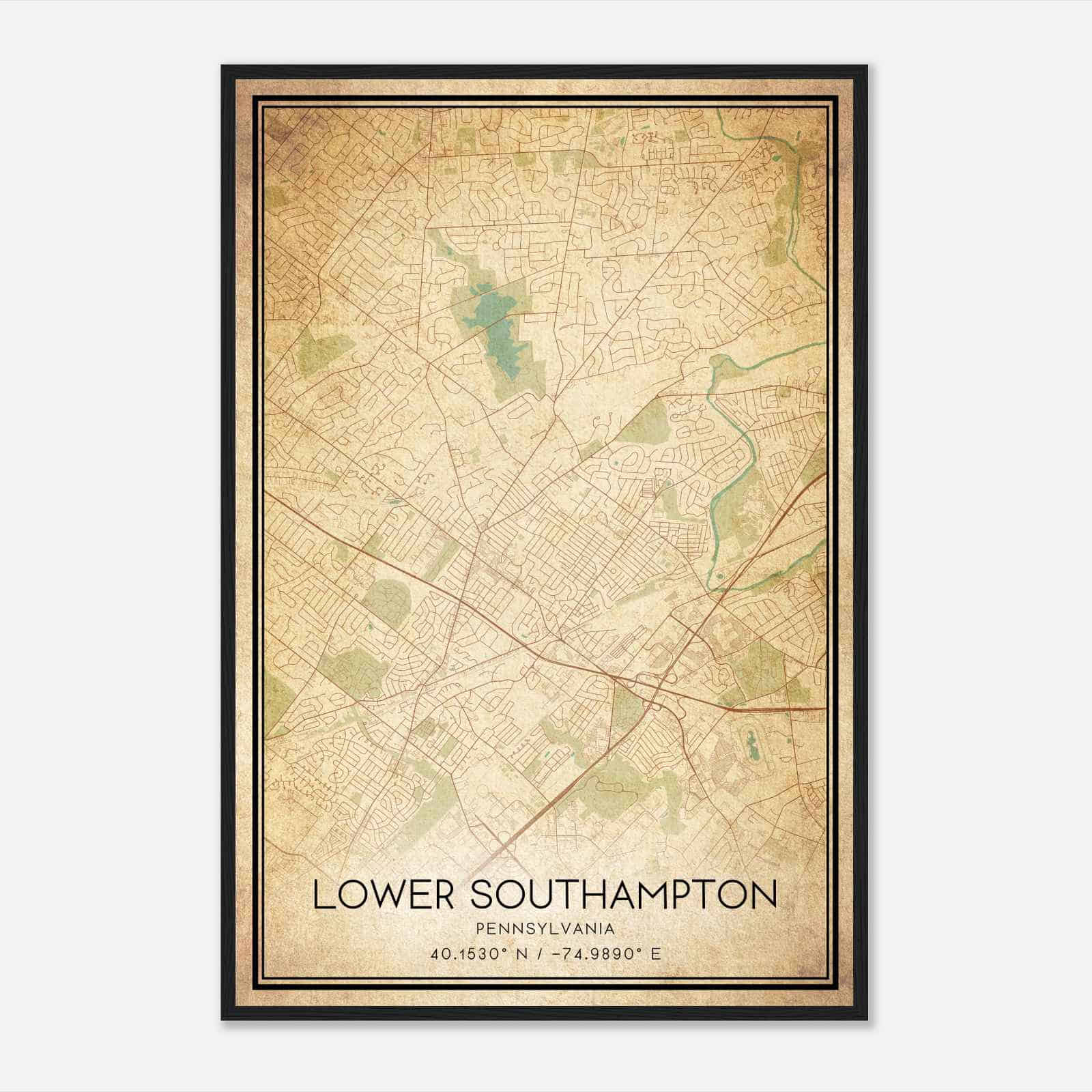 Vintage Lower Southampton Pennsylvania Map Poster, Modern Home Decor Wall Art Print