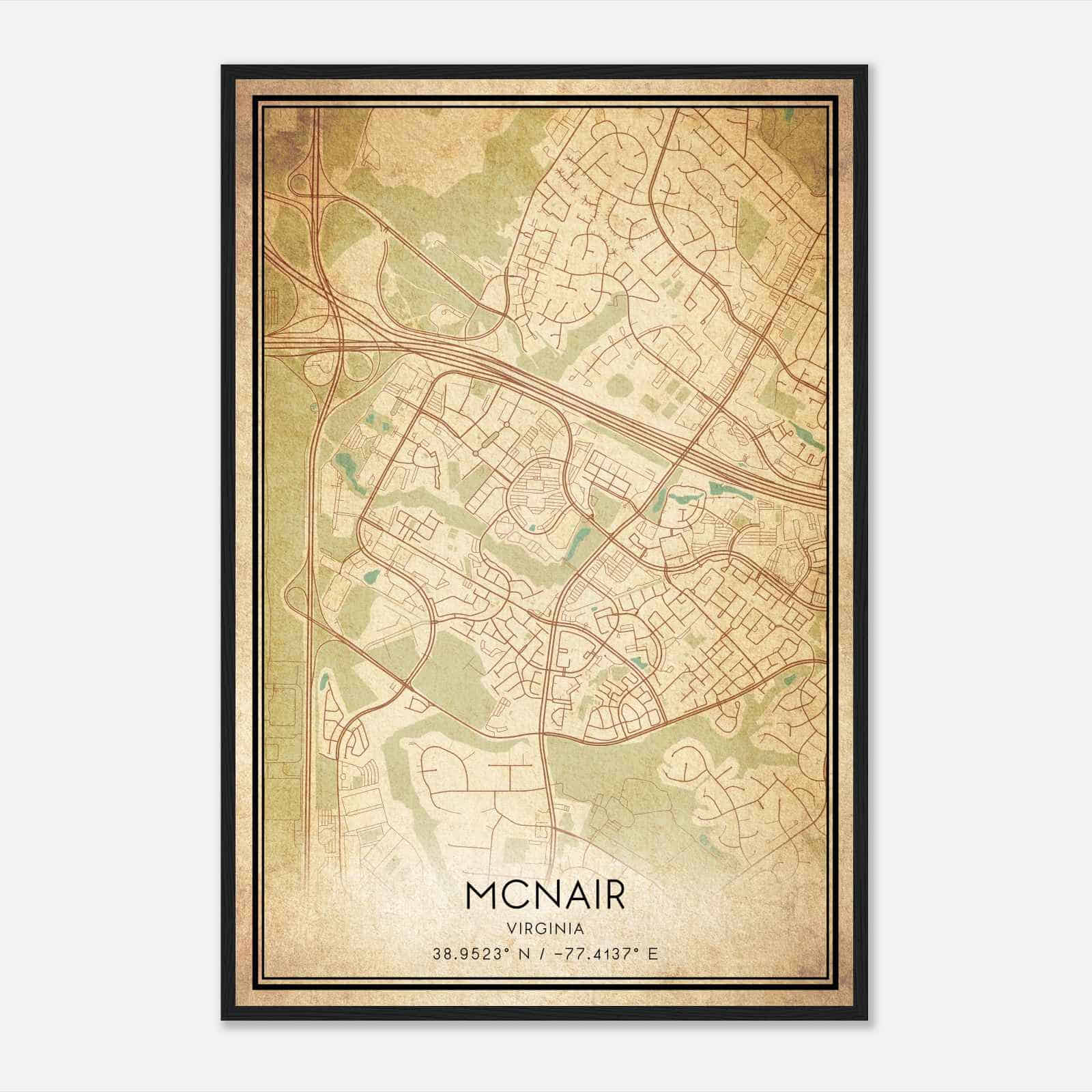 Vintage Mcnair Virginia Map Poster, Modern Home Decor Wall Art Print Vintage Mcnair Virginia Map Poster, Modern Home Decor Wall Art Print